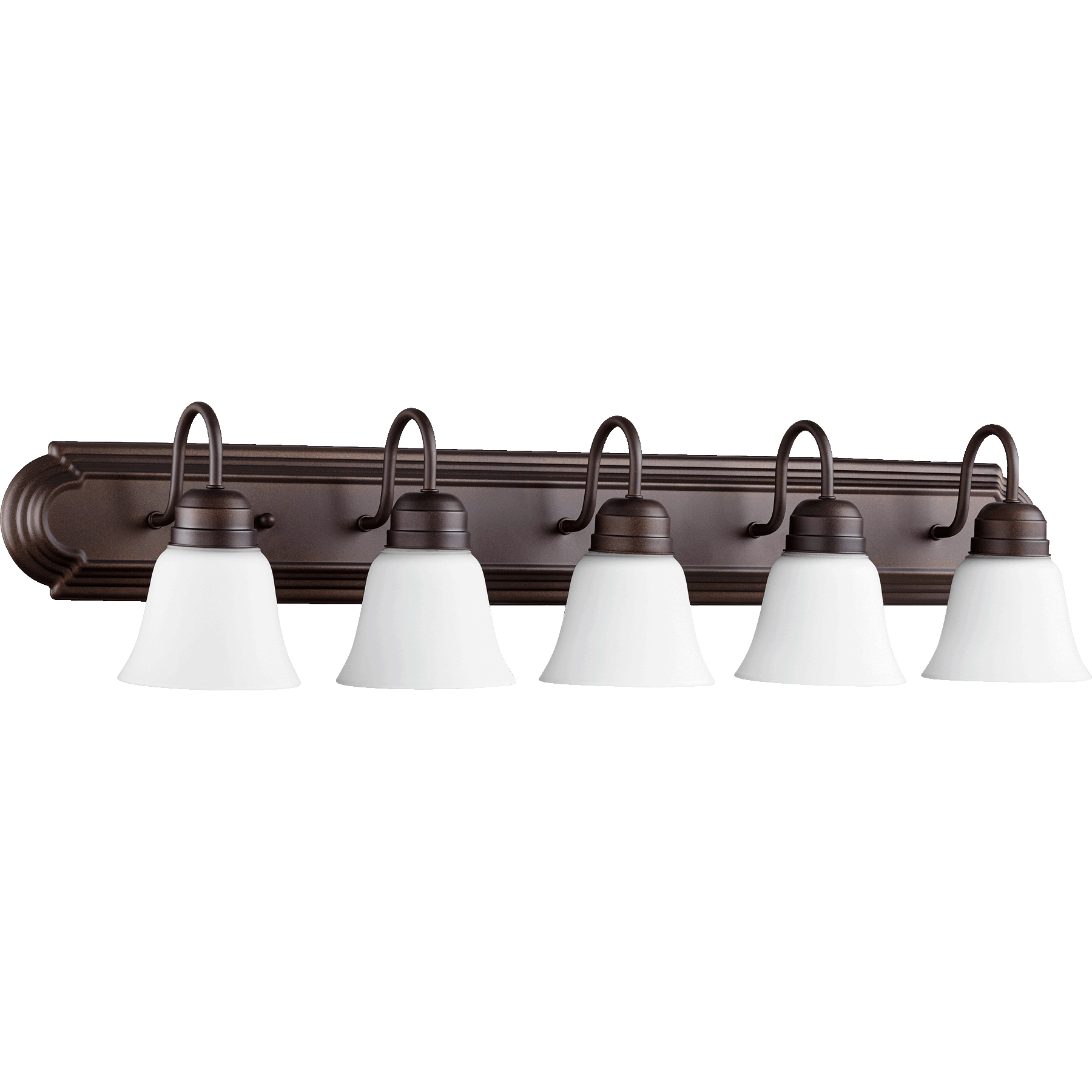 Fort Worth 5 Light 36 inch Oiled Bronze Vanity Light Wall Light in Satin Opal