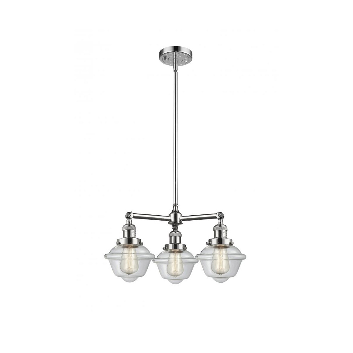 Franklin Restoration Small Oxford LED 20 inch Polished Chrome Chandelier Ceiling Light in Clear Glass, Franklin Restoration