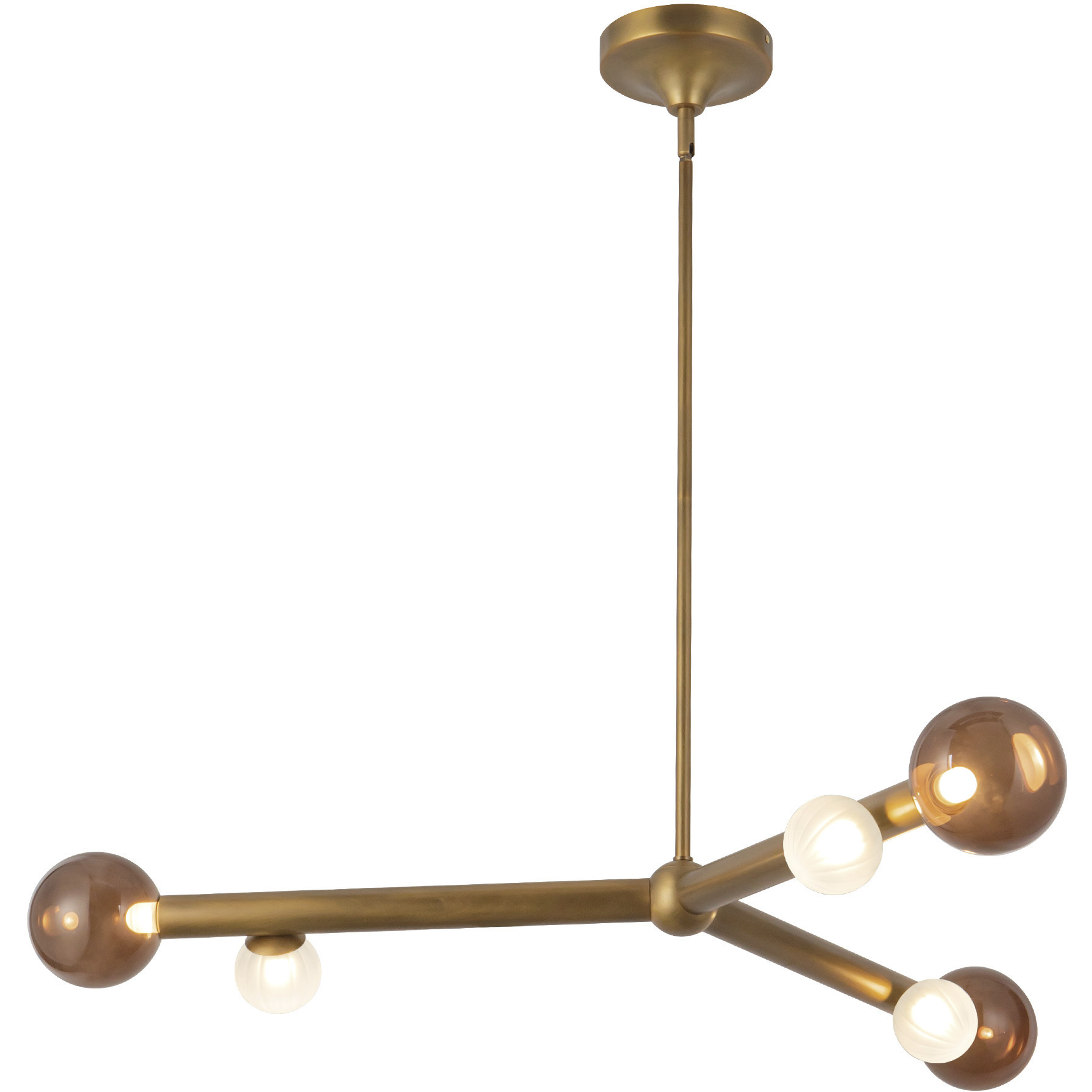 Reese 41 inch Vintage Brass Chandelier Ceiling Light in Amber Glass