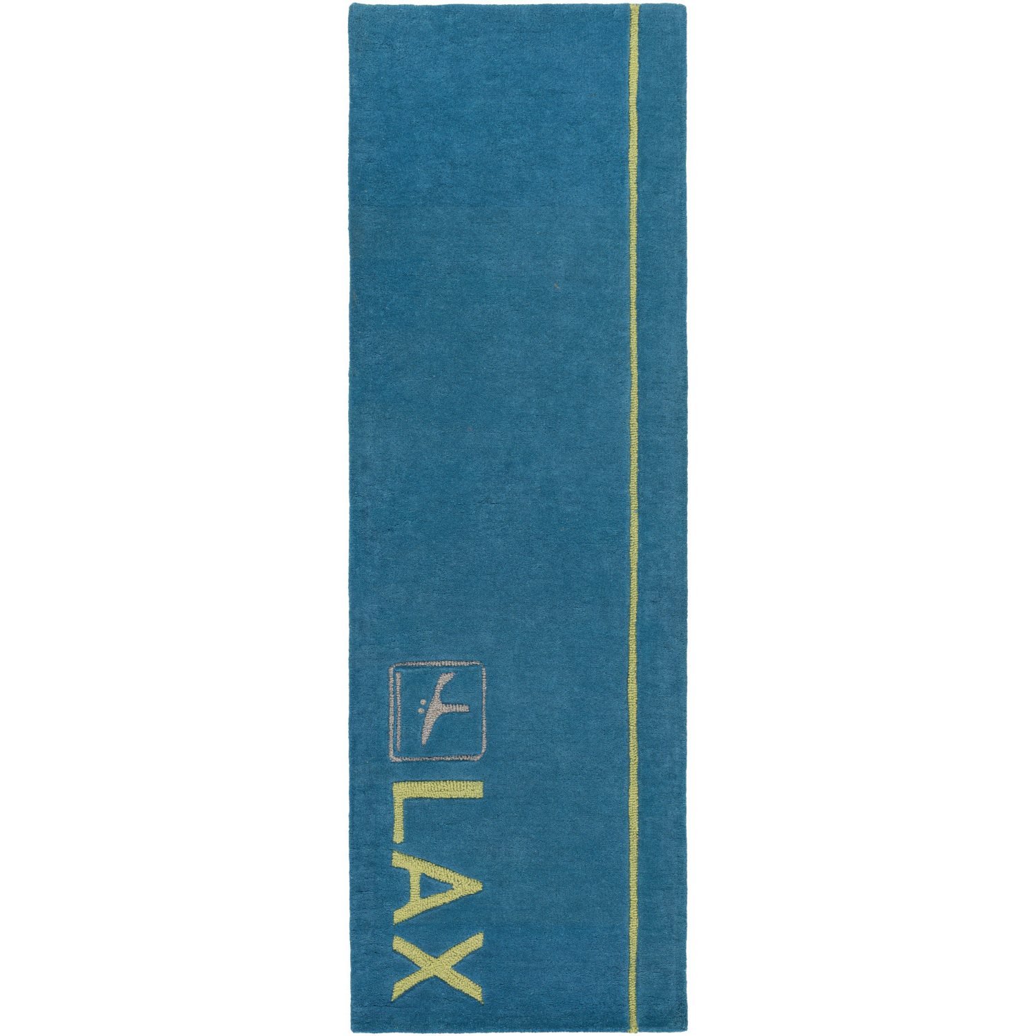 Solid Bold Light Blue/Olive/Charcoal Handmade Rug