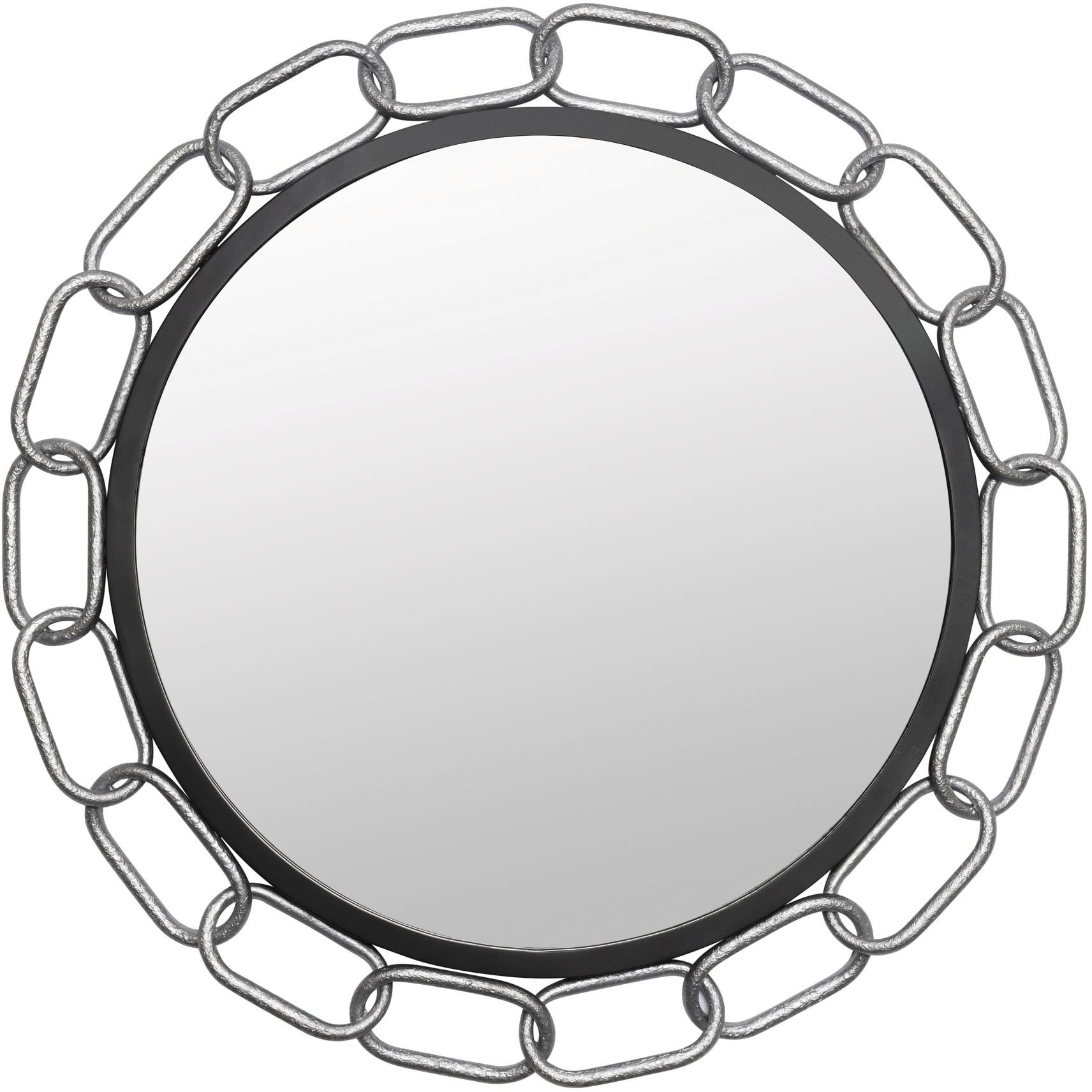 Chains of Love 30 X 30 inch Matte Black and Textured Silver Wall Mirror in Matte Black/Textured Silver
