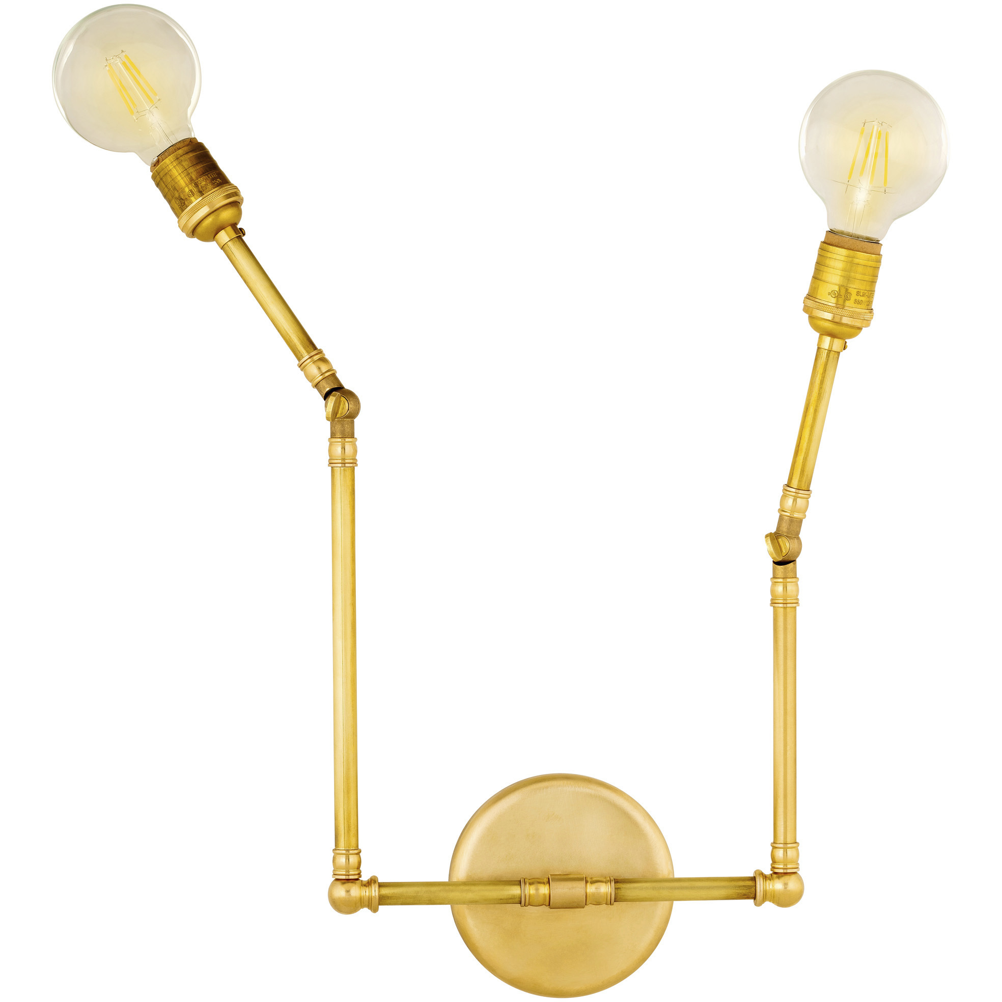 New Traditional 2 Light Brass Wall Sconce Wall Light
