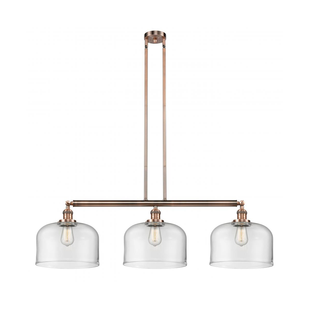 Franklin Restoration X-Large Bell LED 42 inch Antique Copper Island Light Ceiling Light in Clear Glass, Franklin Restoration