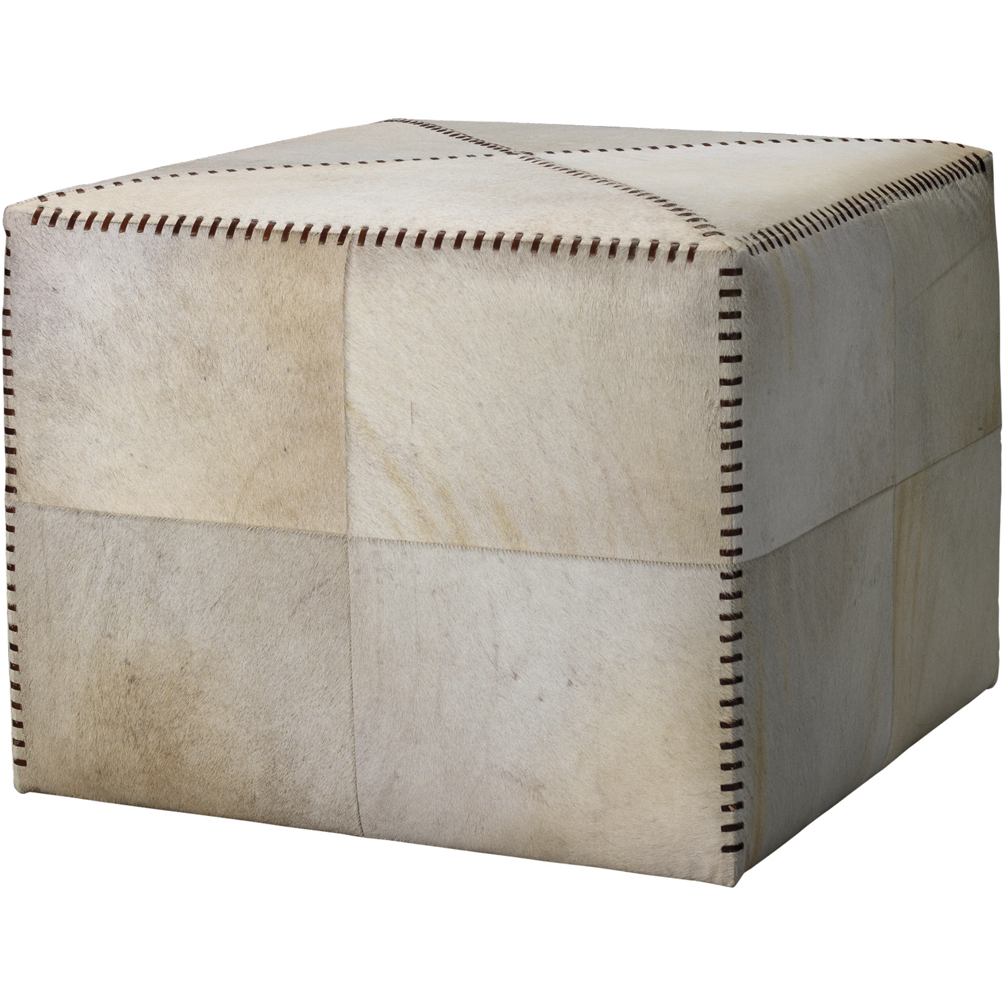 Leather and Hide 18 inch White Hide Ottoman