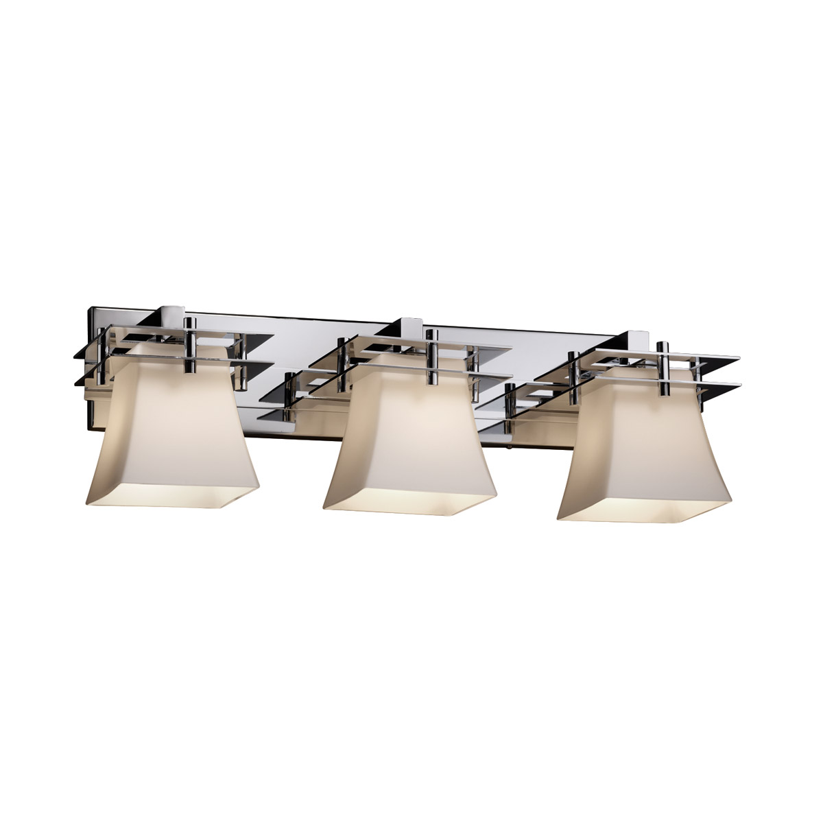 Fusion 3 Light 26.5 inch Polished Chrome Vanity Light Wall Light in Square Flared, Incandescent, Opal Fusion