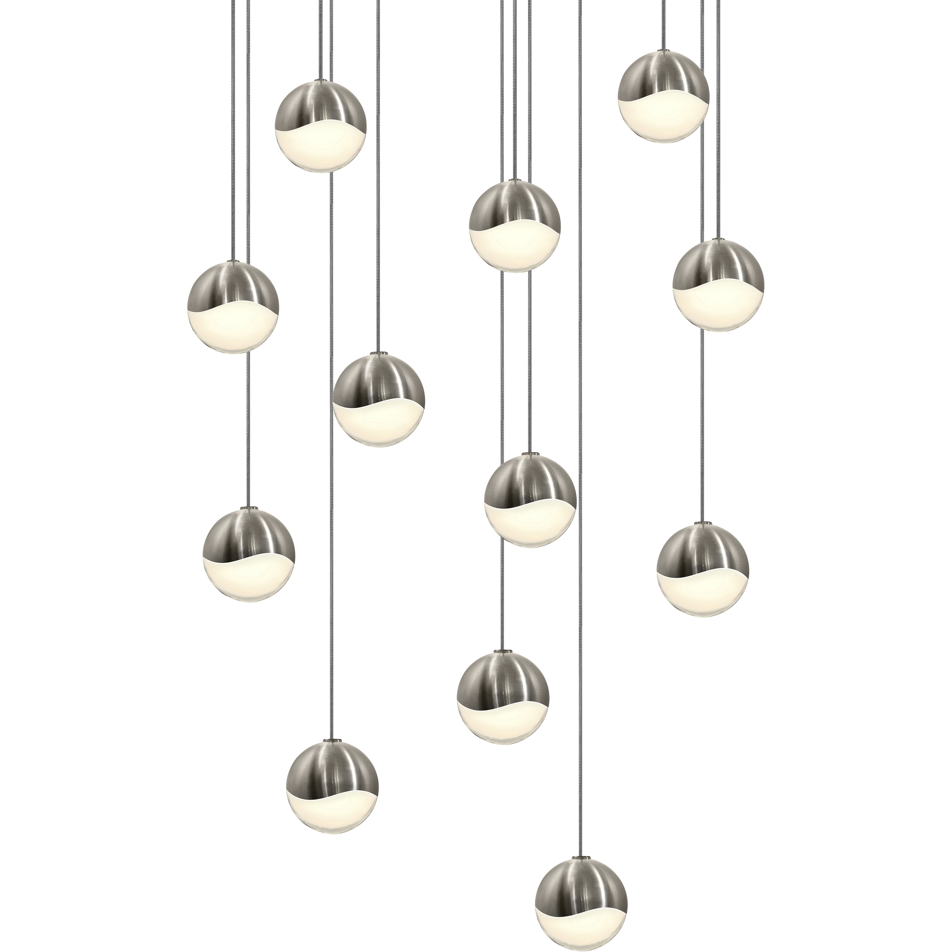 Grapes LED 15.5 inch Satin Nickel Cluster Pendant Ceiling Light in Small