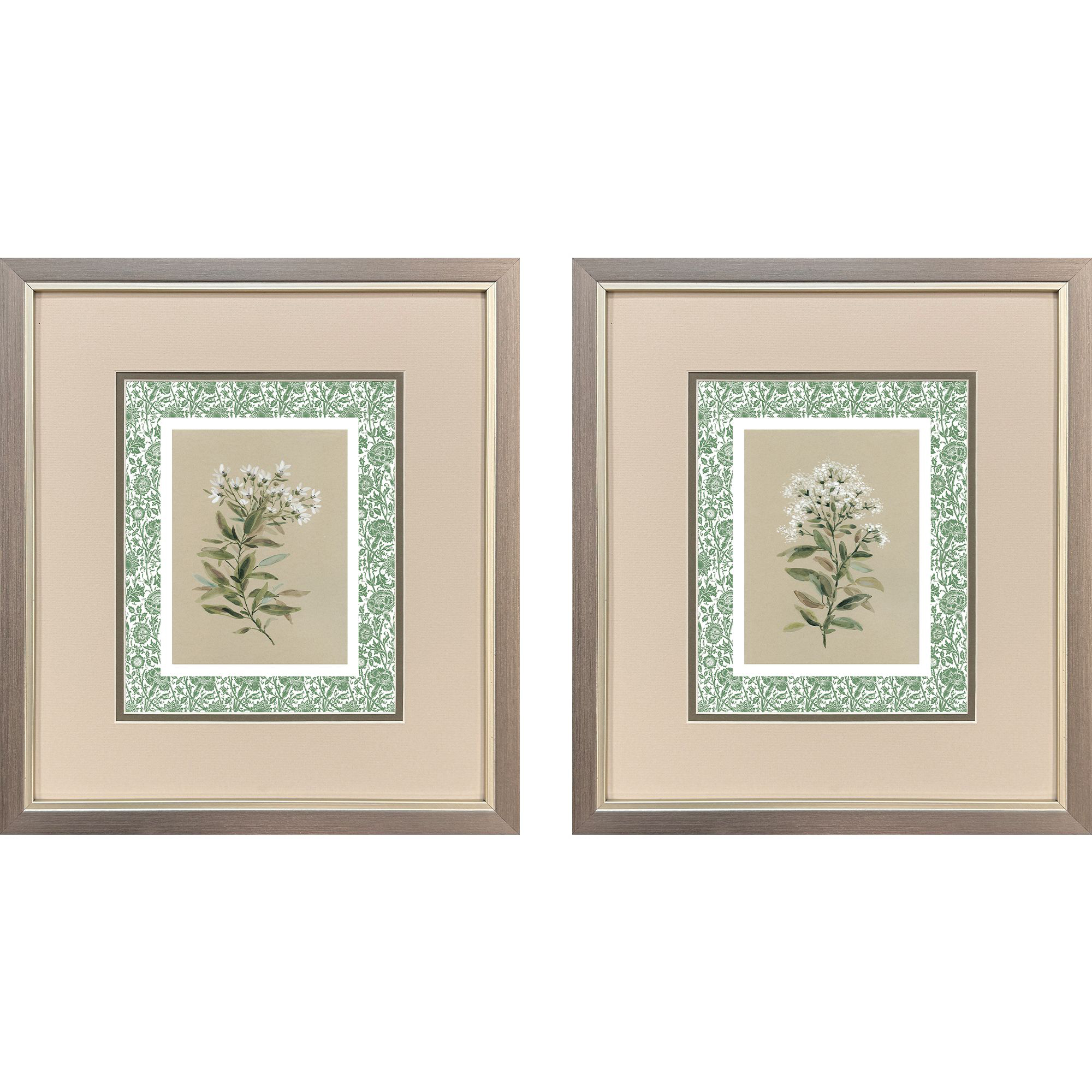 Green Botanical Green and Brown and Beige and Multi Framed Art, Propac