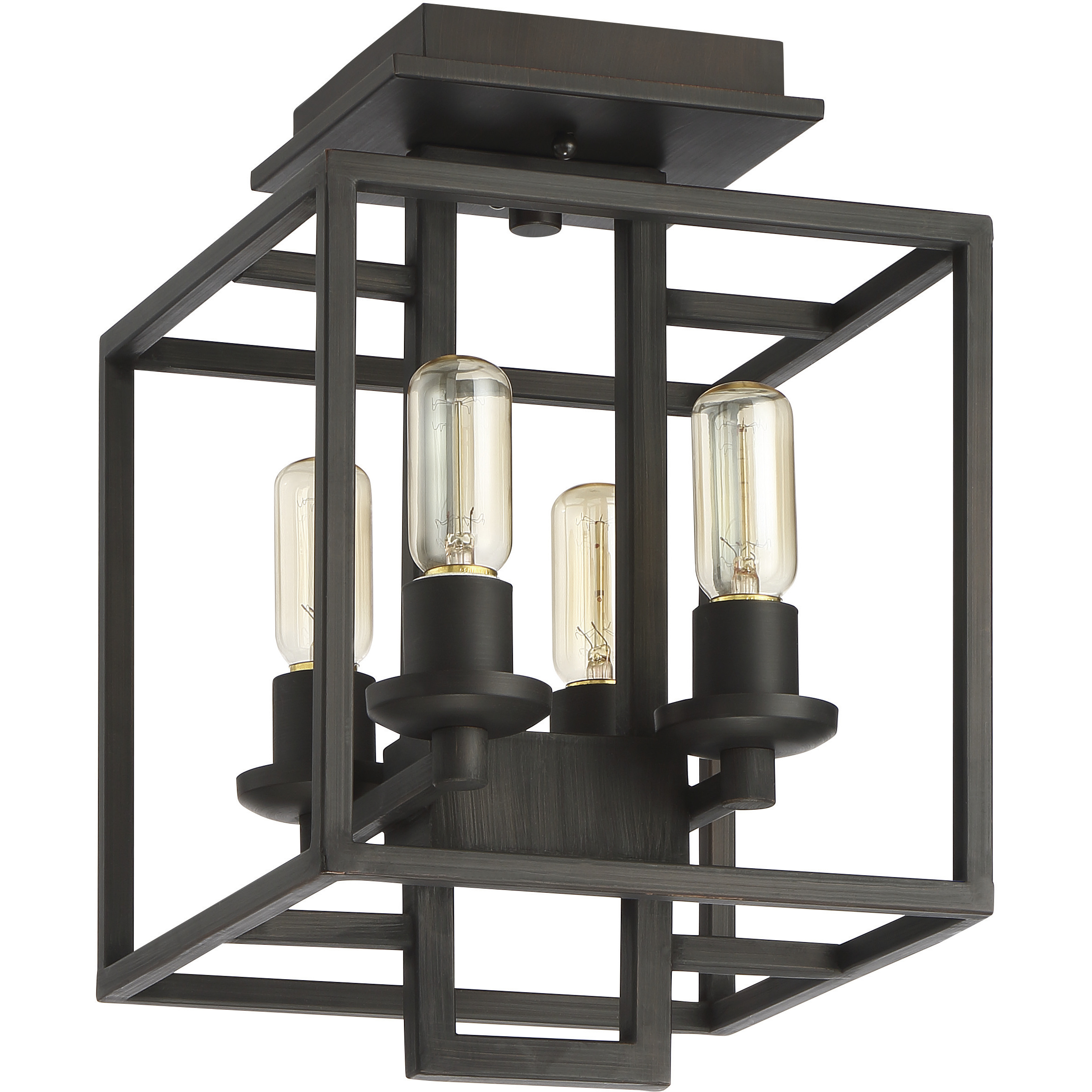 Cubic 4 Light 11 inch Aged Bronze Brushed Semi Flush Ceiling Light