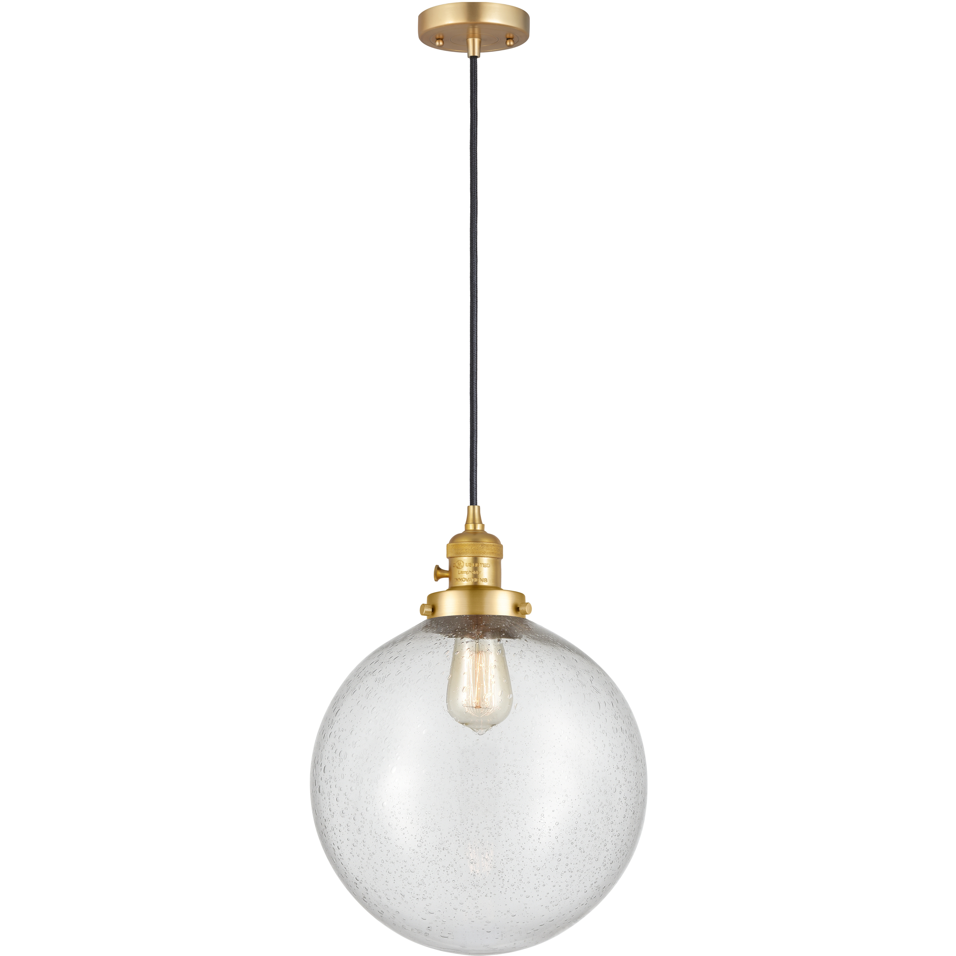 Franklin Restoration Beacon 1 Light 12 inch Satin Gold Mini Pendant Ceiling Light in Incandescent, Seedy