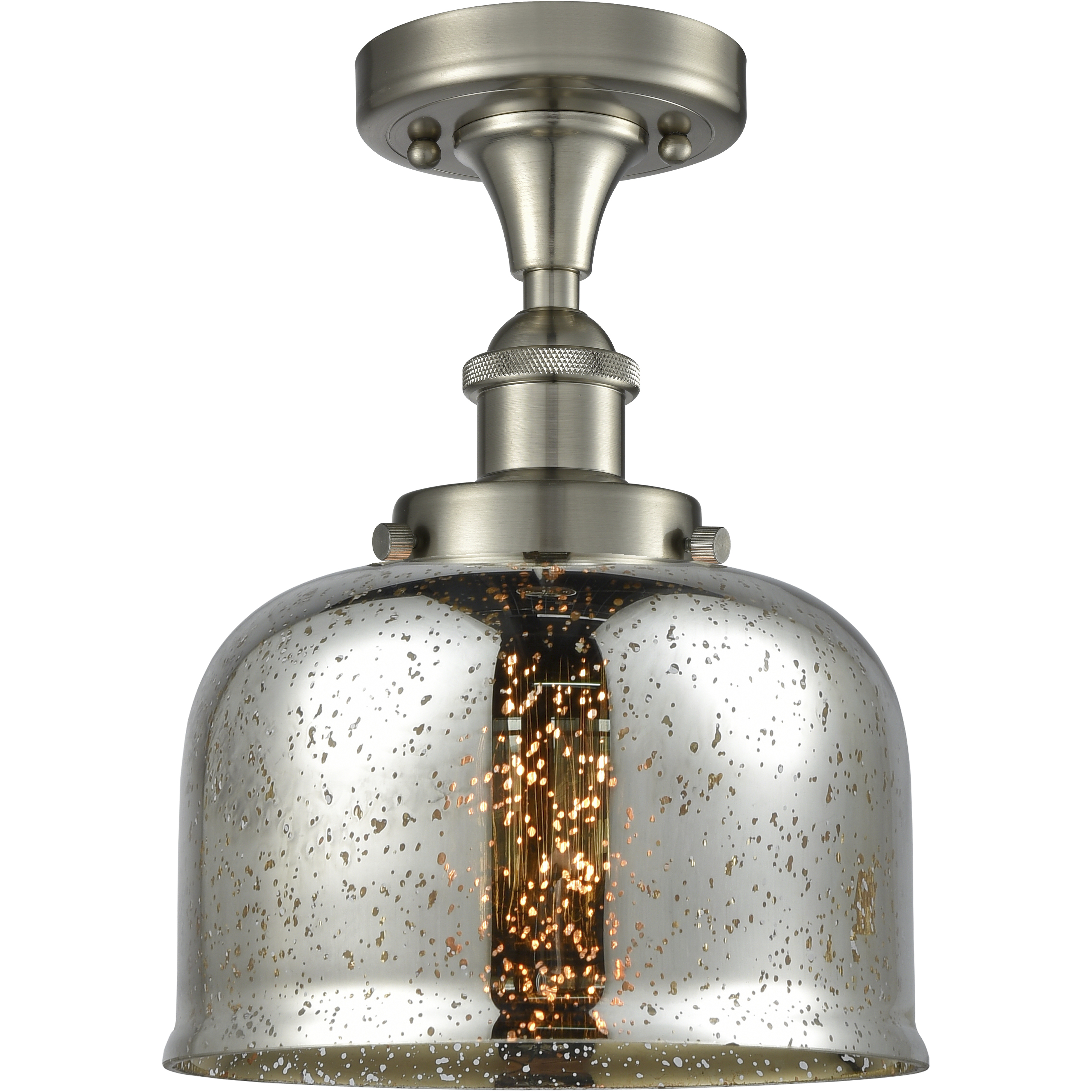 Bell 1 Light 6.5 inch Brushed Satin Nickel Semi-Flush Mount Ceiling Light