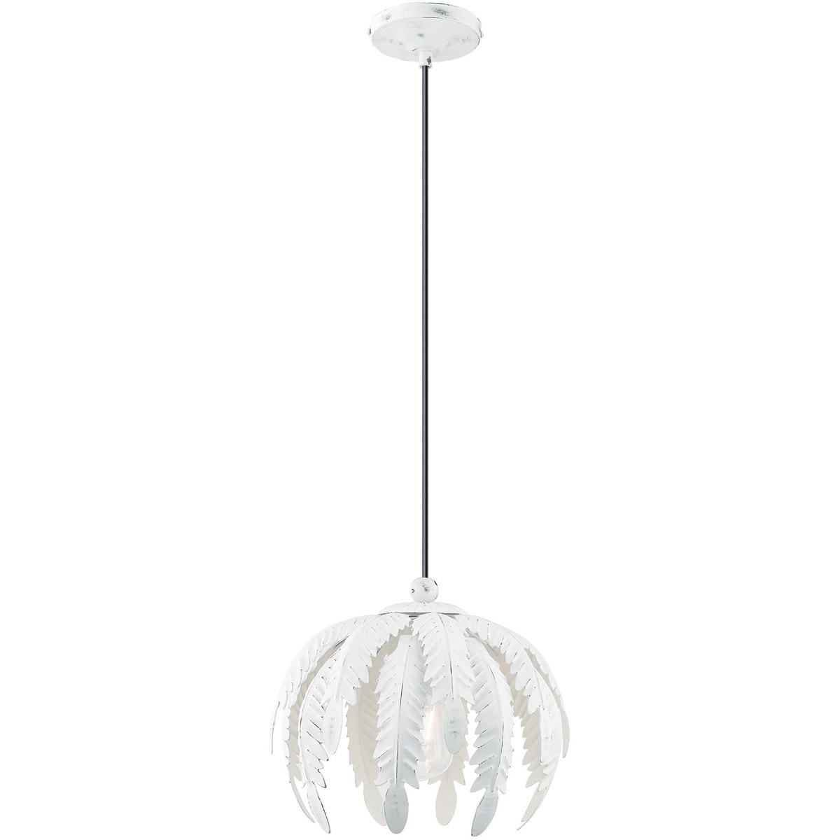 Acanthus 1 Light 12.63 inch Hand Applied Antique White Single Pendant Ceiling Light