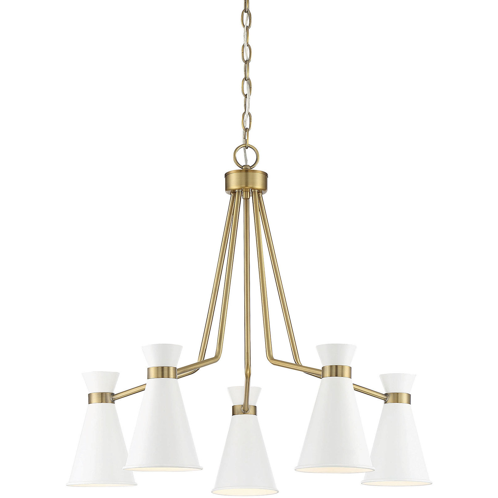 Lamar 5 Light 30 inch White with Warm Brass Chandelier Ceiling Light in White/Warm Brass