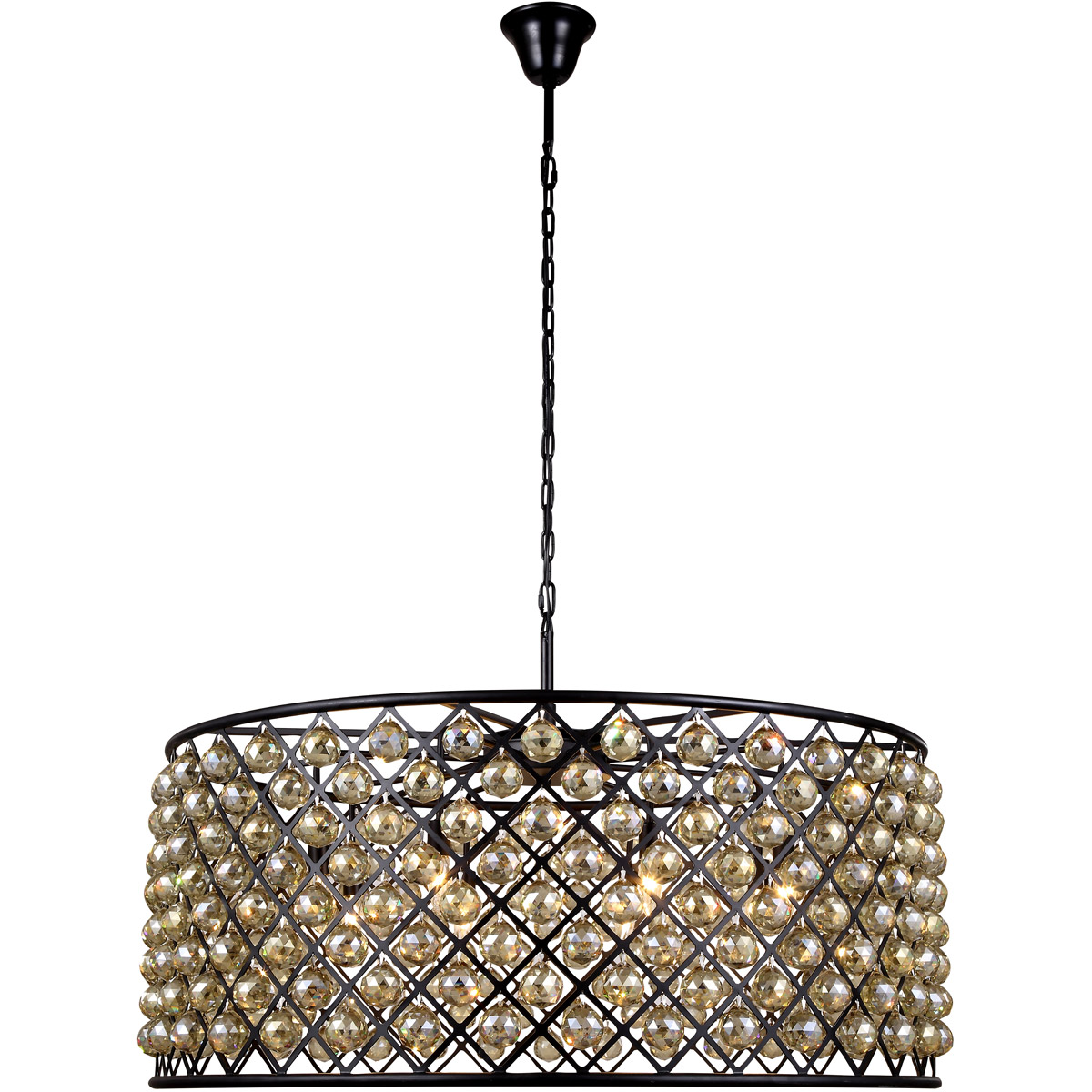 Madison 10 Light 43.5 inch Matte Black Pendant Ceiling Light in Golden Teak, Urban Classic