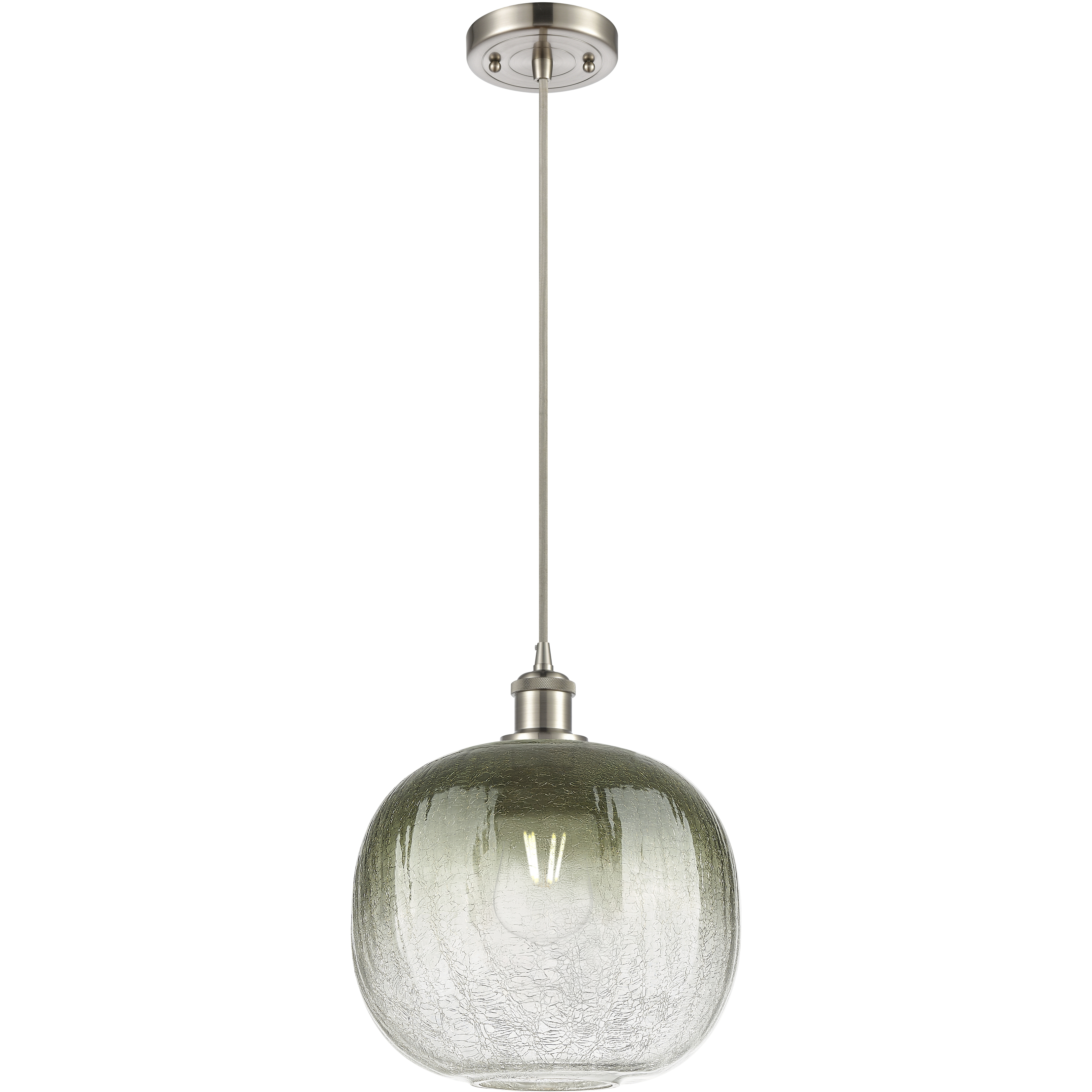 Ballston Brookhaven Sphere 1 Light 10.5 inch Brushed Satin Nickel Mini Pendant Ceiling Light in Slate Glass