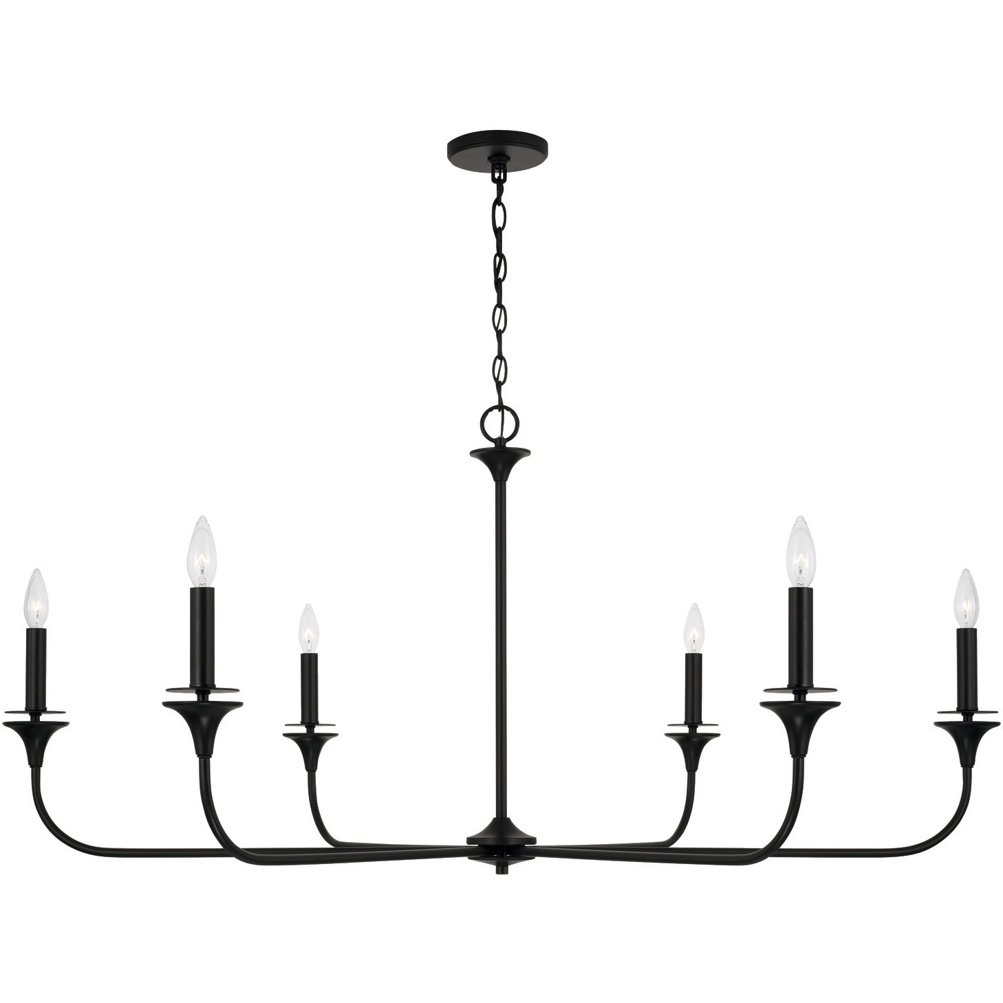 Presley 6 Light 49 inch Matte Black Chandelier Ceiling Light
