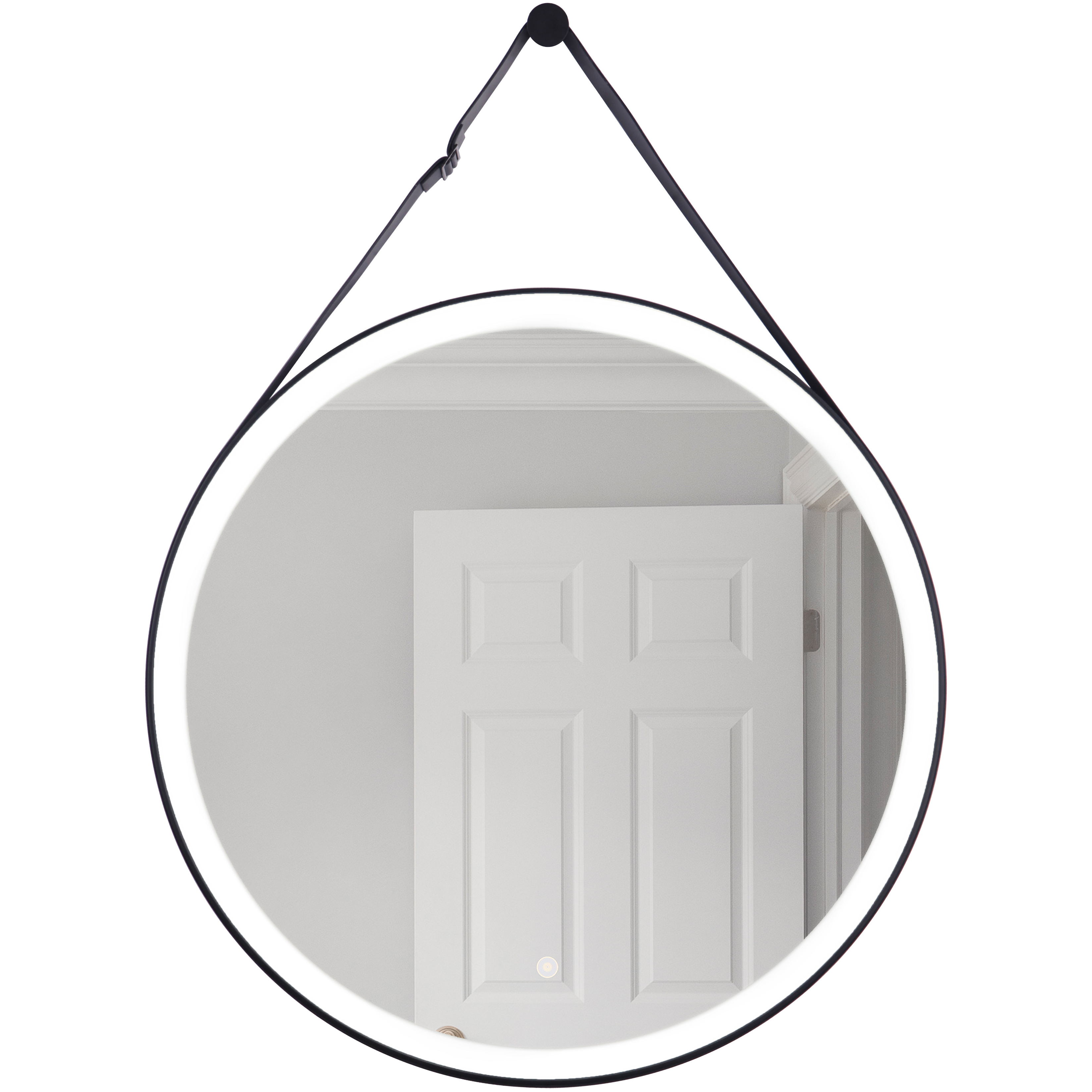 Lighted 32 X 30 inch Flat Black Mirror, Round