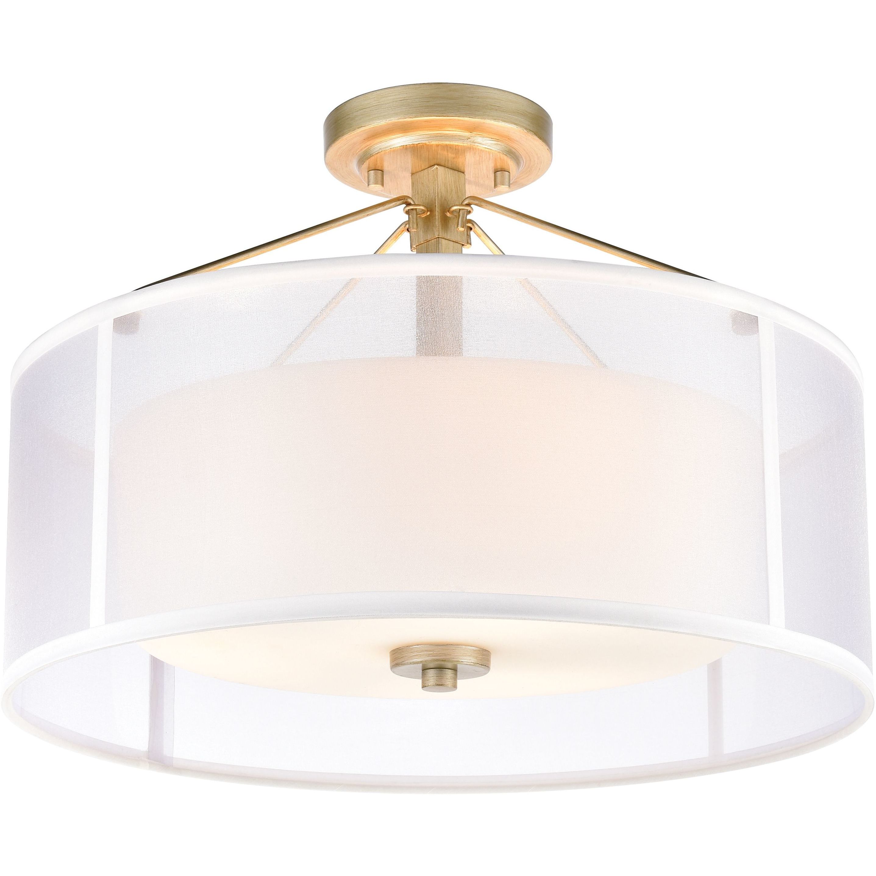 Diffusion 3 Light 18 inch Soft Gold with White Semi Flush Mount Ceiling Light