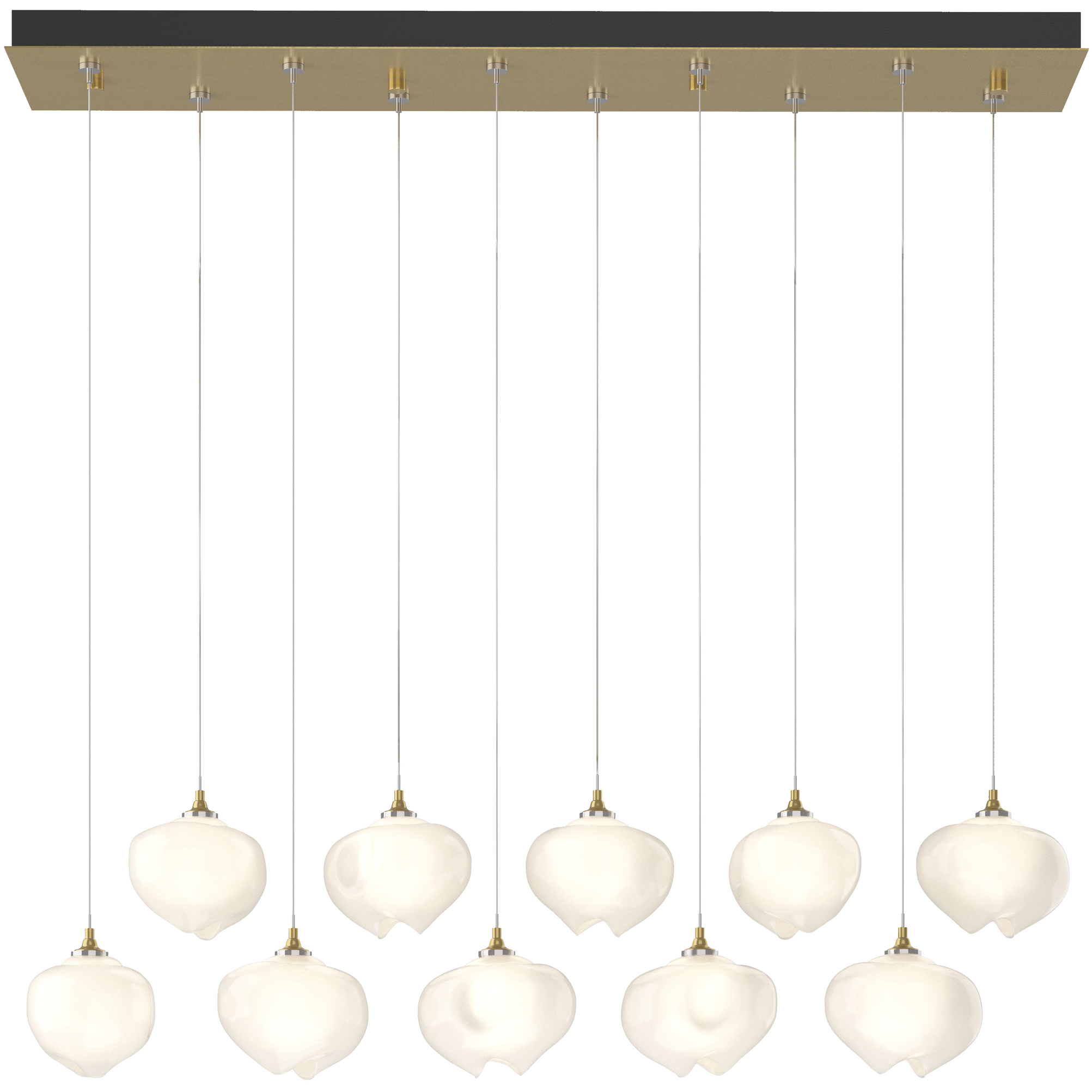 Ume 10 Light 44.7 inch Modern Brass Pendant Ceiling Light in Frosted, Standard