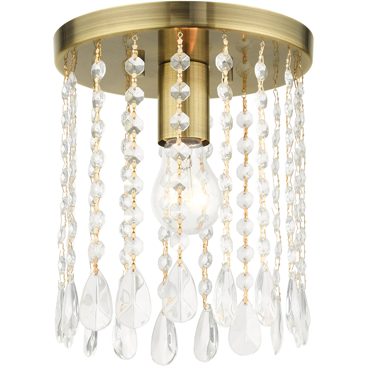 Elizabeth 1 Light 8 inch Antique Brass Petite Flush Mount Ceiling Light