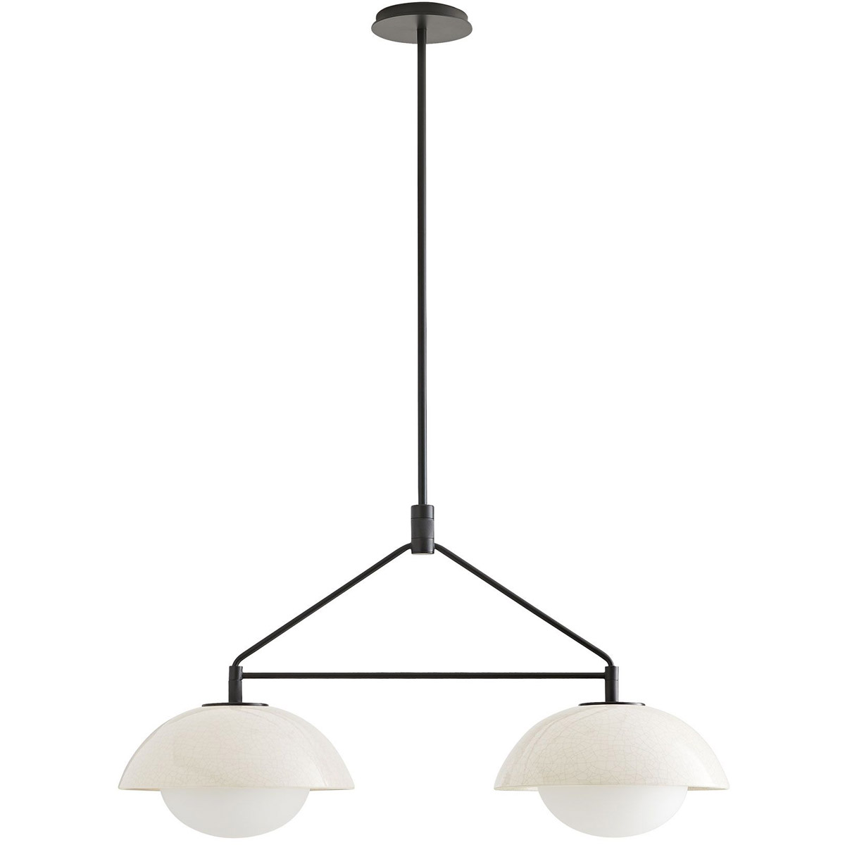 Glaze 2 Light 32 inch Ivory Stained Crackle and Blackened Steel Linear Pendant Ceiling Light