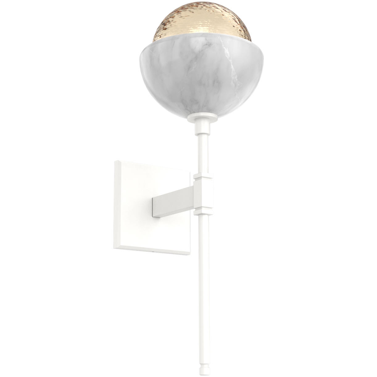 Cabochon Belvedere Sconce Wall Light in 3000K LED, Amber, Salt White with White Marble