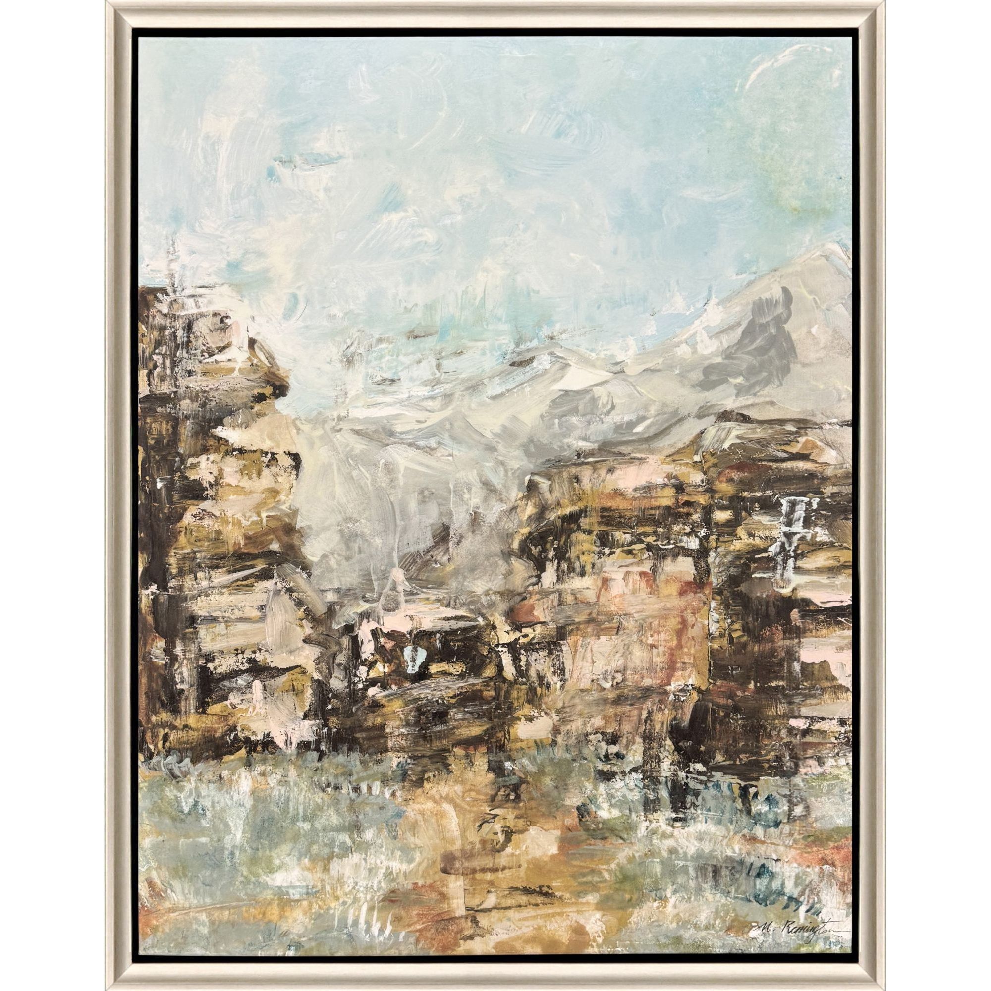 Rocky Reflections Brown and Blue and Green and Rust Canvas