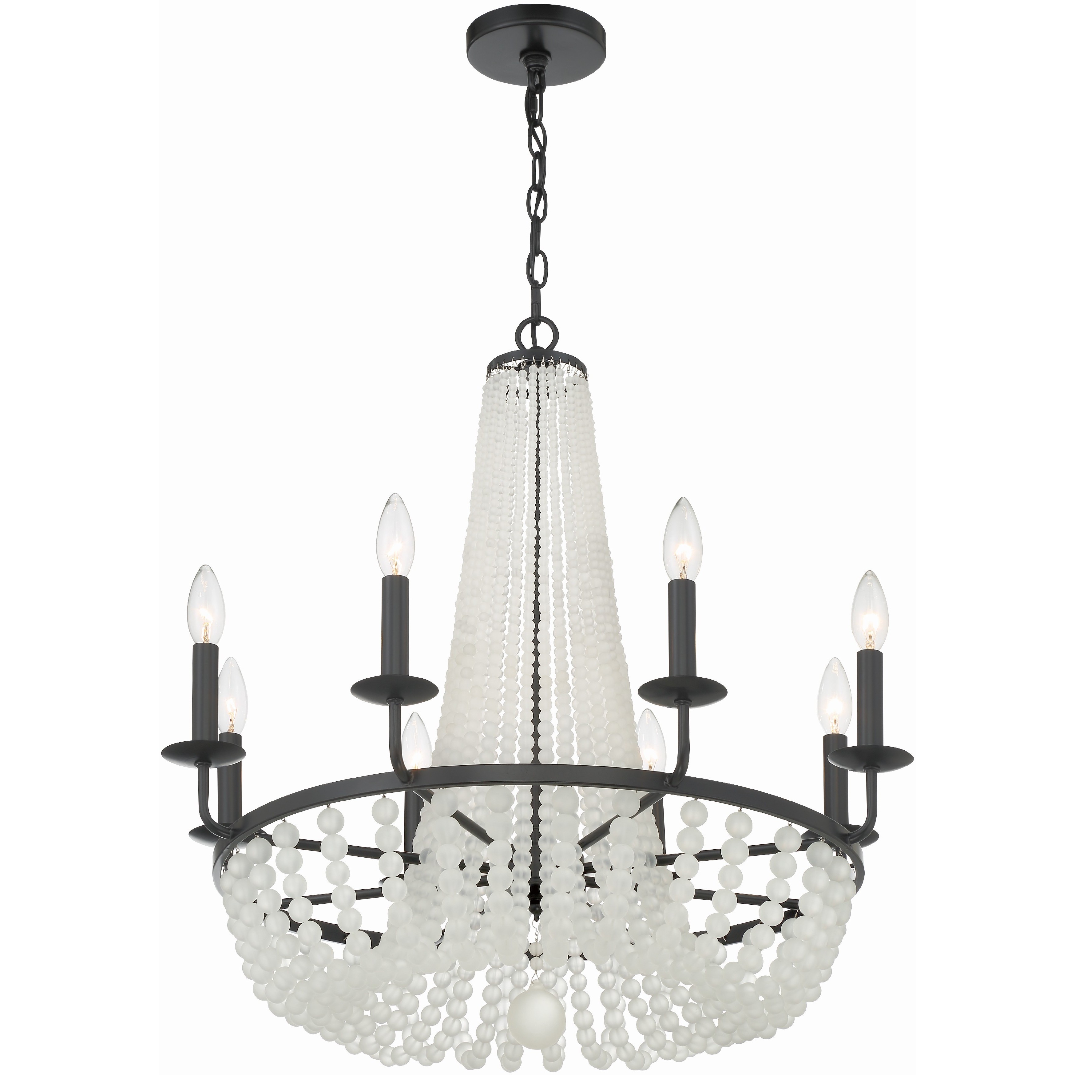 Bella 8 Light 26 inch Matte Black Chandelier Ceiling Light
