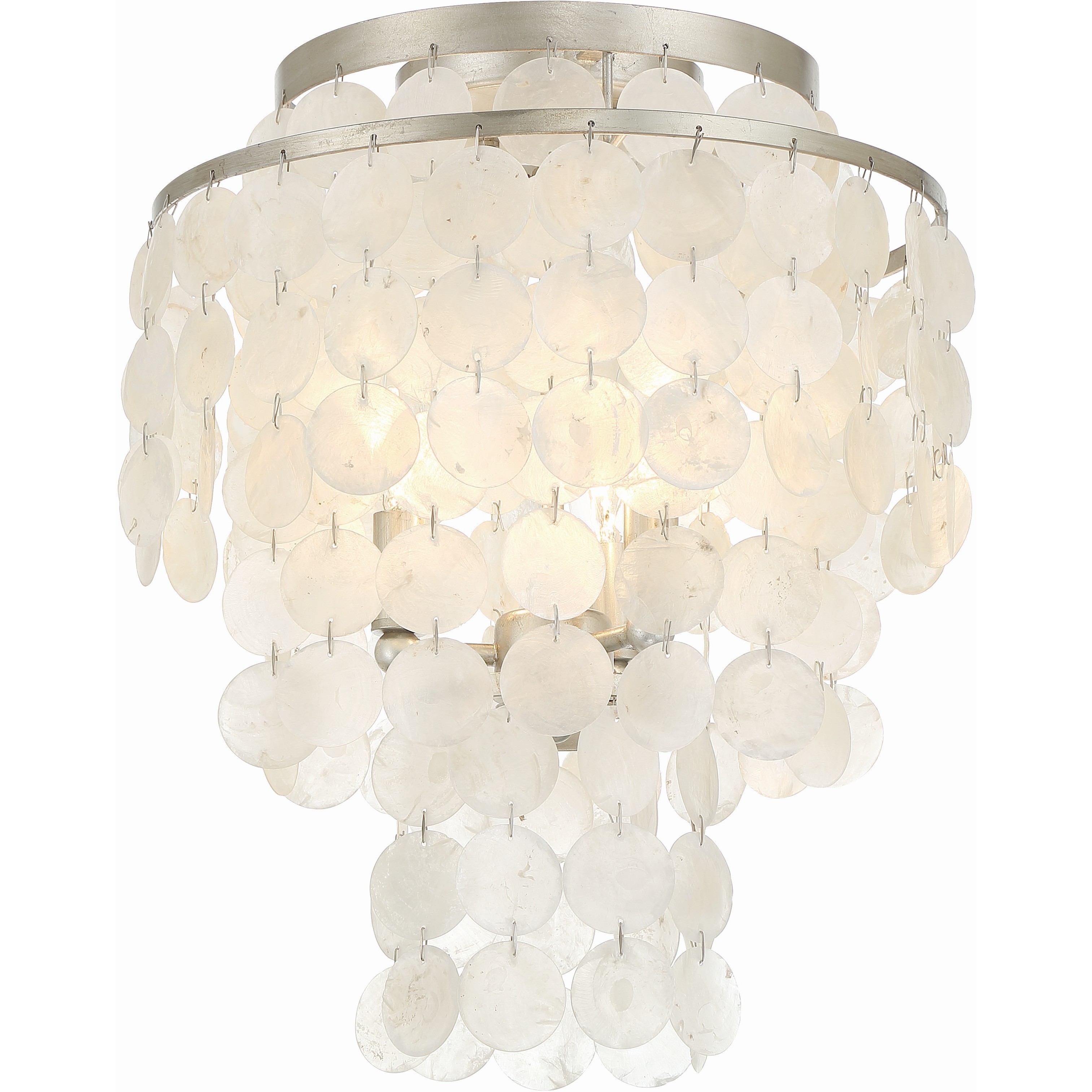 Brielle 3 Light 13 inch Antique Silver Flush Ceiling Light