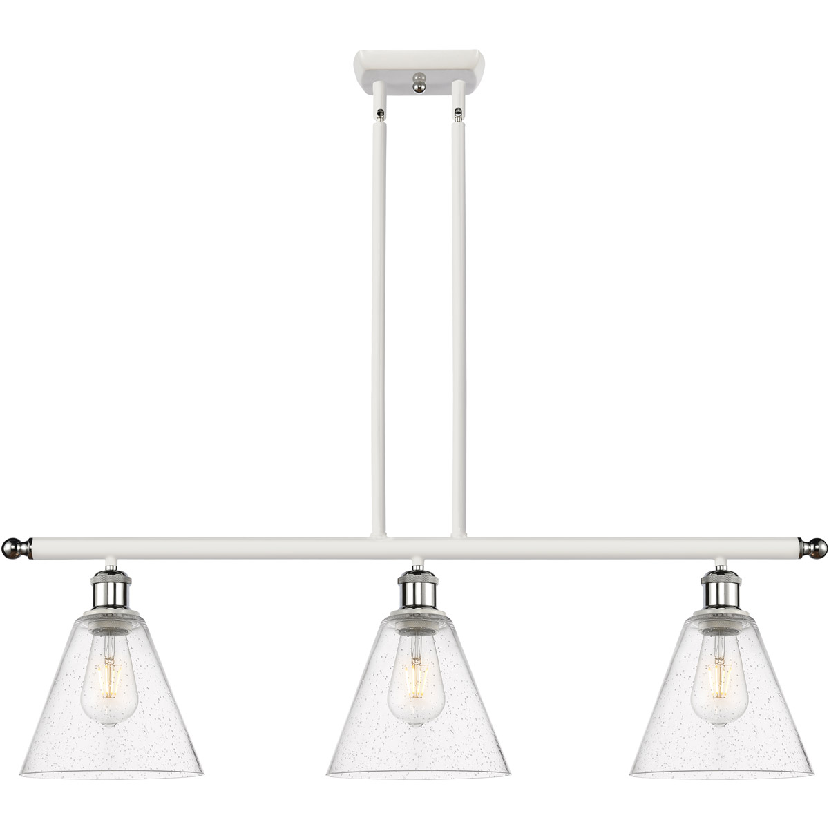 Ballston Ballston Cone LED 36 inch White and Polished Chrome Island Light Ceiling Light in Seedy Glass