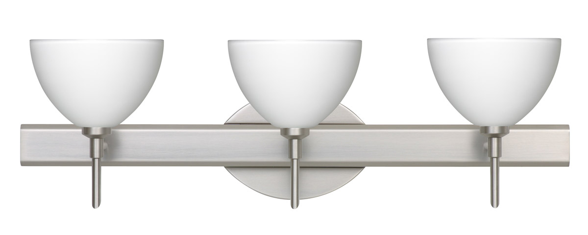 Brella 3 Light 23 inch Satin Nickel Vanity Lighting Wall Light in Halogen, White Glass