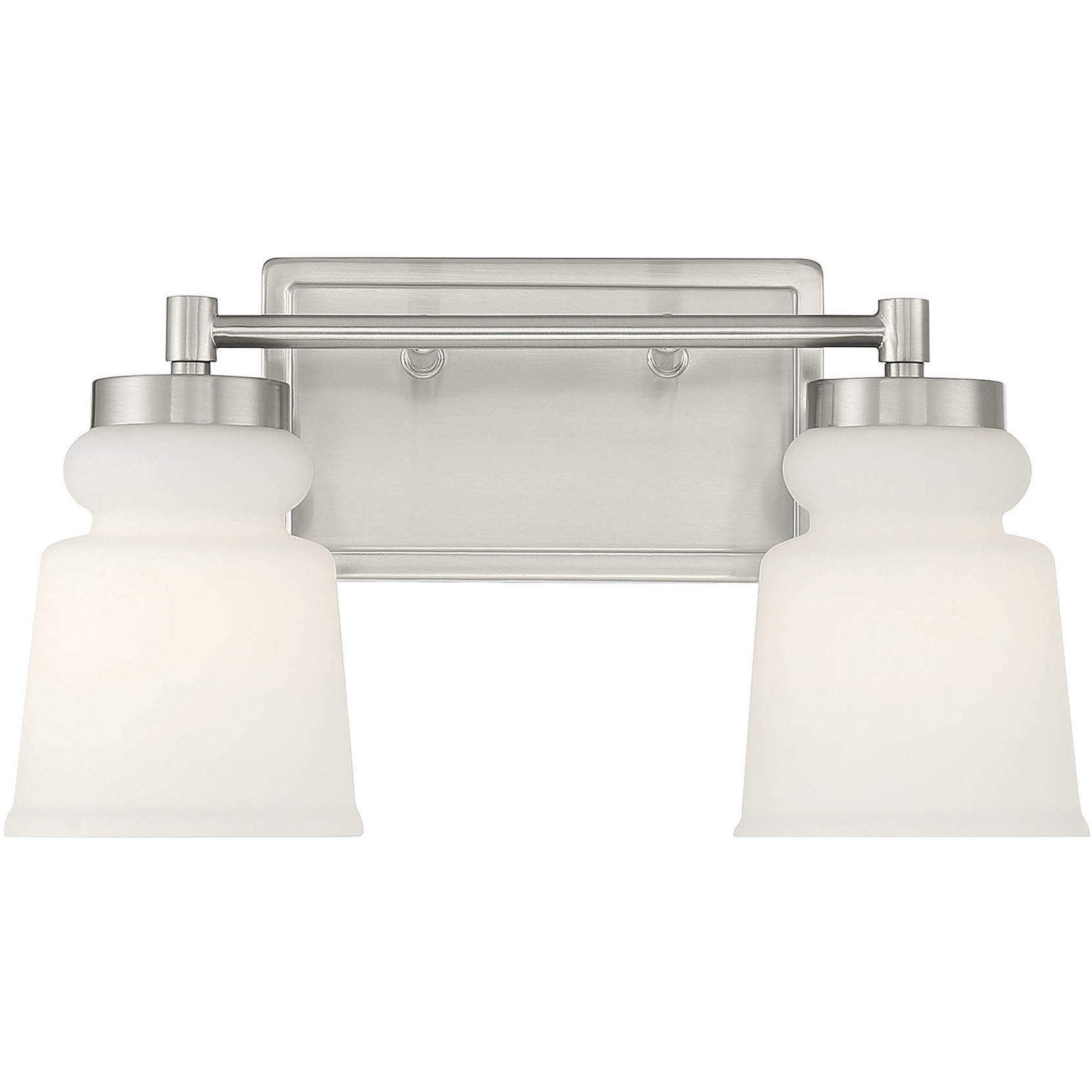 Contemporary 2 Light 14.5 inch Brushed Nickel Bathroom Vanity Light Wall Light