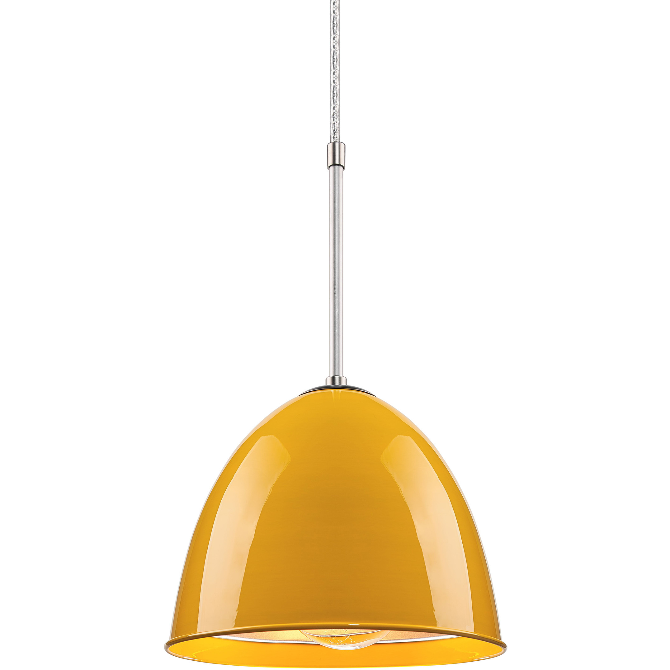Classic 1 Light 9.6 inch Matte Chrome Large Pendant Ceiling Light in Canary Yellow