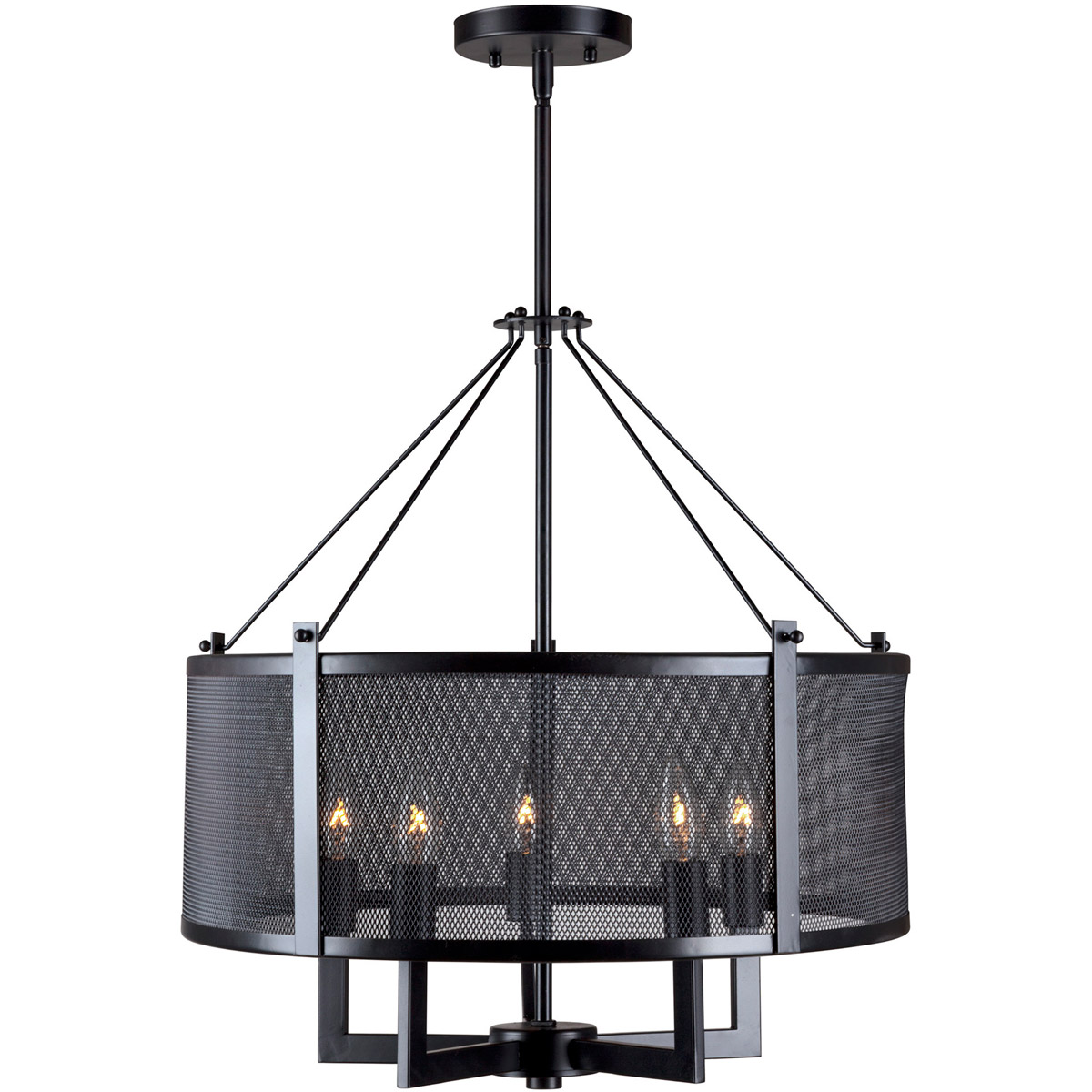 Foley 5 Light 20.25 inch Black Mesh Drum Shade Pendant Ceiling Light