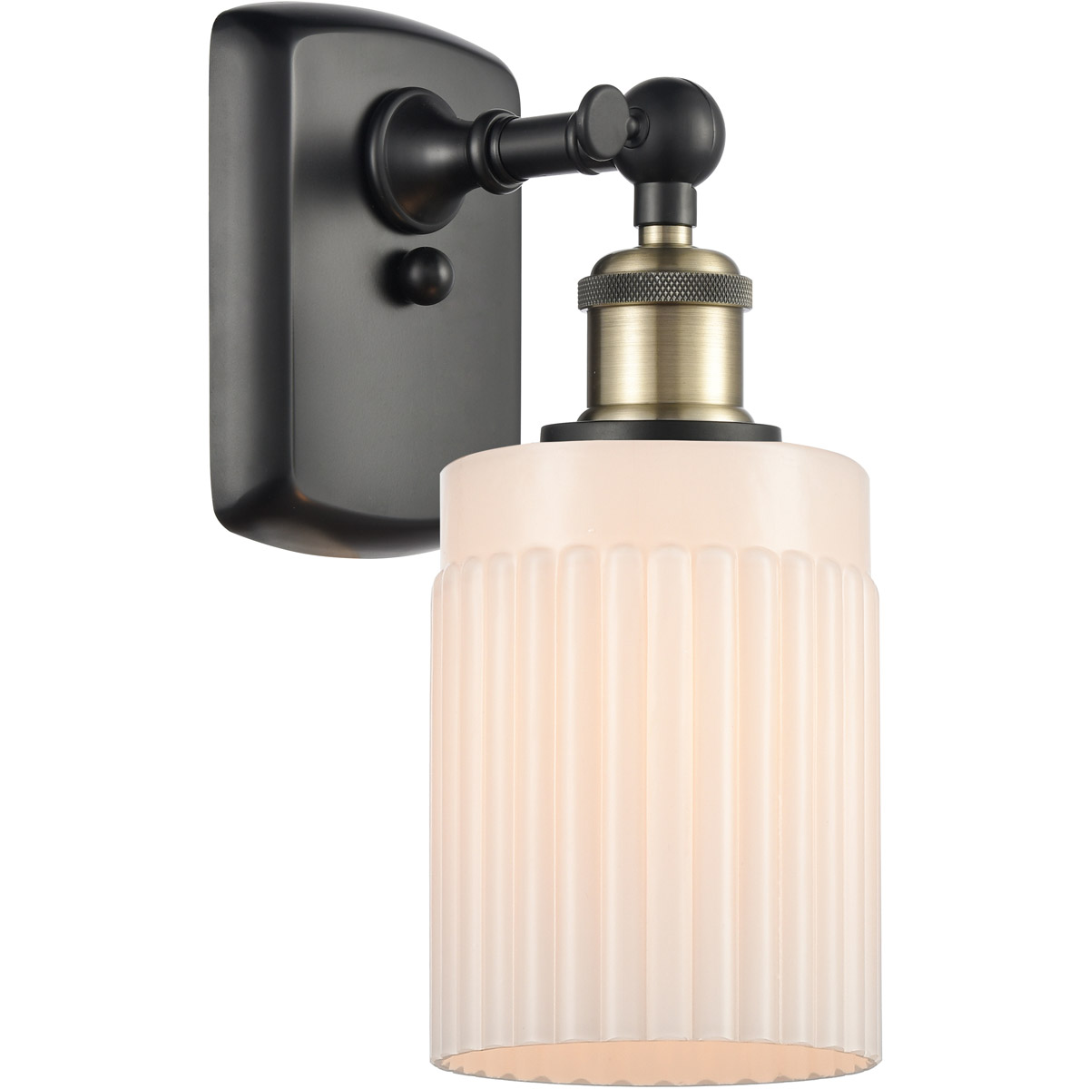 Ballston Hadley 1 Light 5 inch Black Antique Brass Sconce Wall Light in Matte White Glass, Ballston
