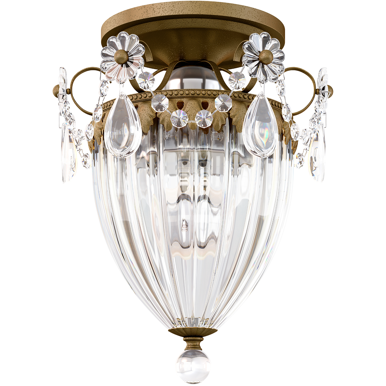 Bagatelle 1 Light Etruscan Gold Semi-Flush Mount Ceiling Light in Radiance