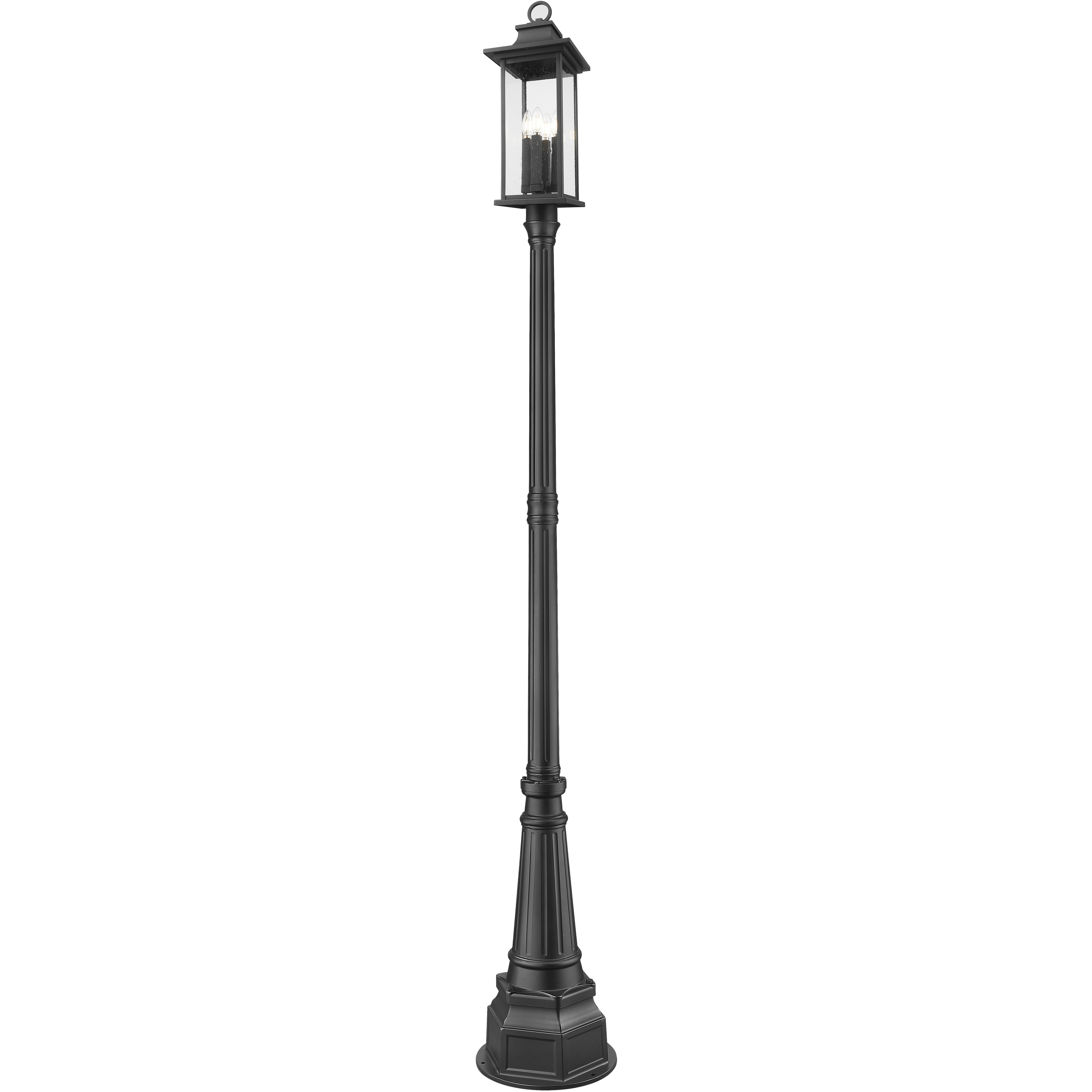 Tiberius 4 Light 107.25 inch Black Outdoor Post Mounted Fixture