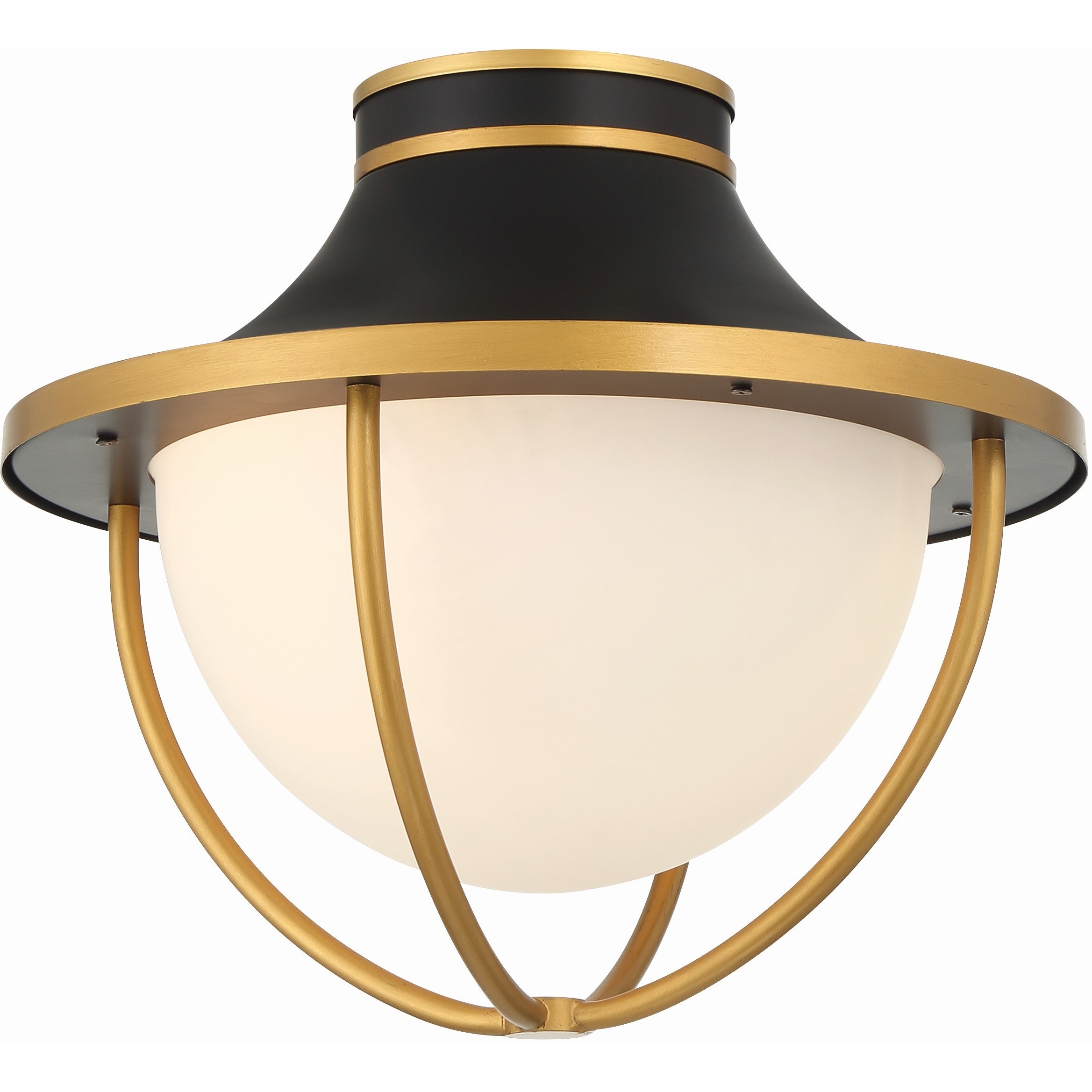 Atlas 2 Light 13.5 inch Matte Black and Textured Gold Outdoor Semi Flush