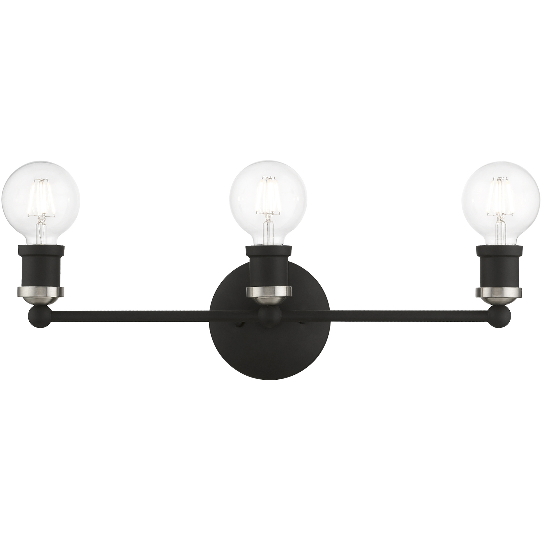 Lansdale 3 Light 20.25 inch Black with Brushed Nickel Accents ADA Vanity Sconce Wall Light