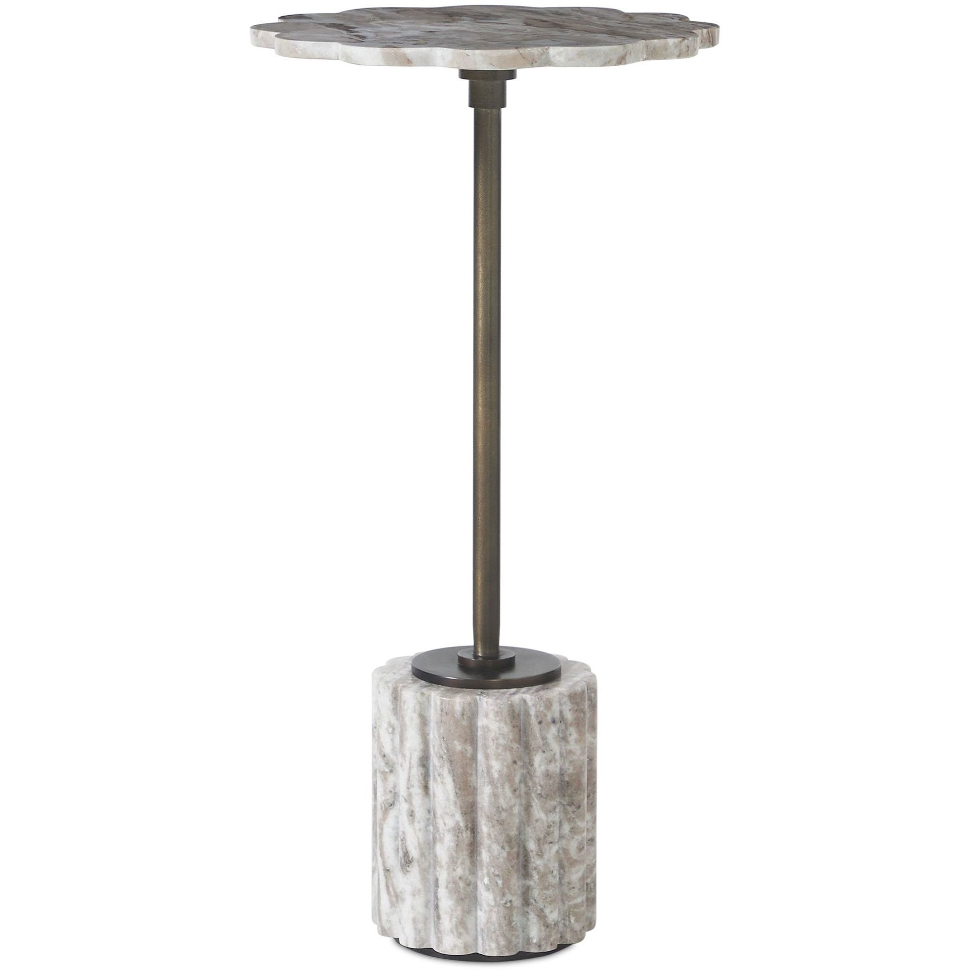 Lana 25 X 12 inch Marble and Dark Bronze Drink Table
