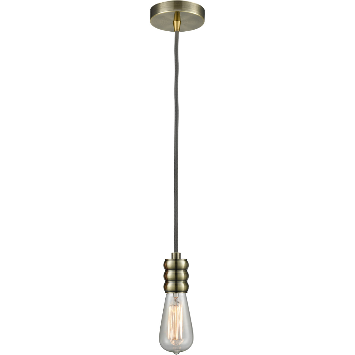Gatsby Bare Bulb 1 Light 2 inch Antique Brass Mini Pendant Ceiling Light in Gray, Gatsby