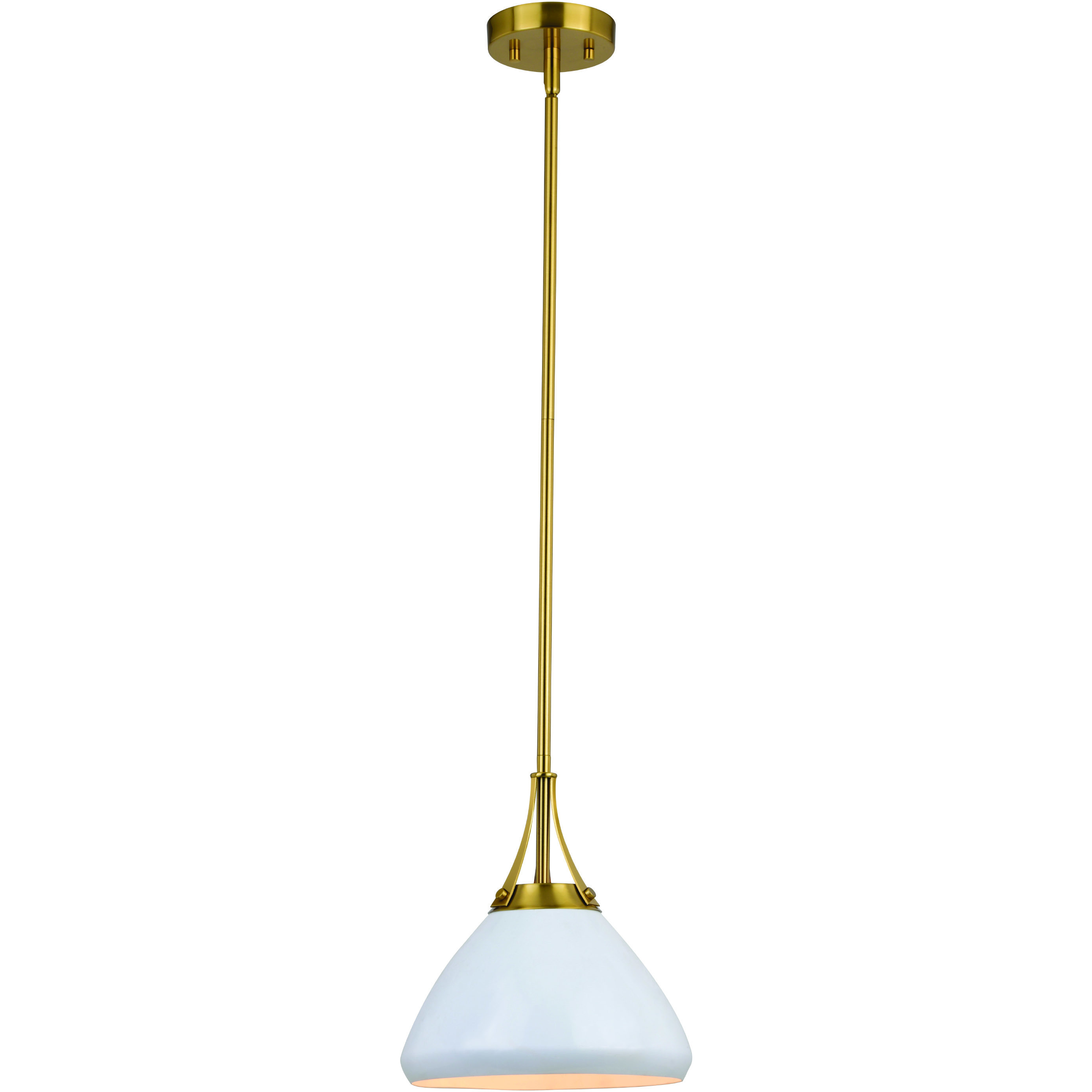 Dayna LED 10 inch Satin Brass and Glossy White with Matte White Pendant Ceiling Light