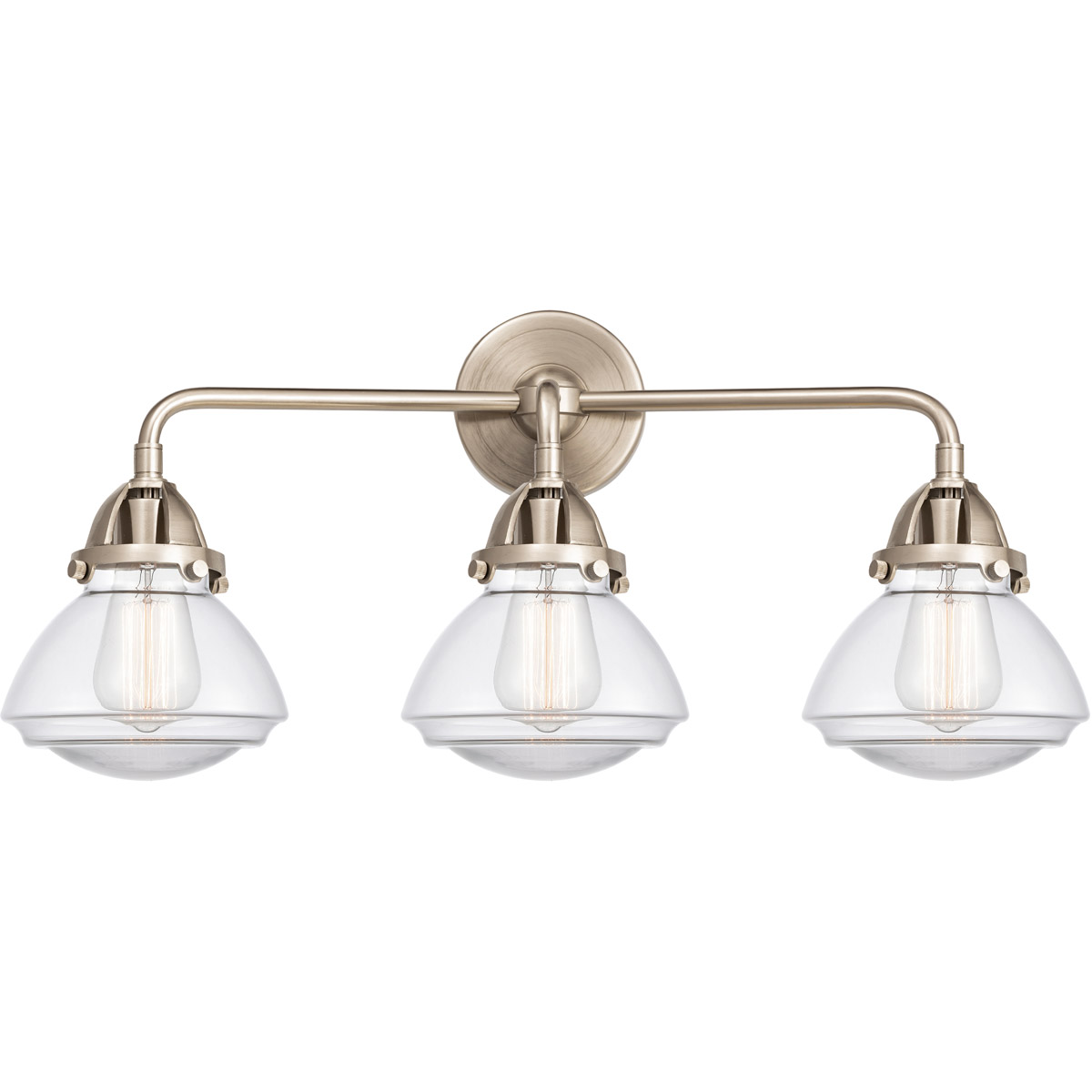 Nouveau 2 Olean LED 25 inch Brushed Satin Nickel Bath Vanity Light Wall Light in Clear Glass