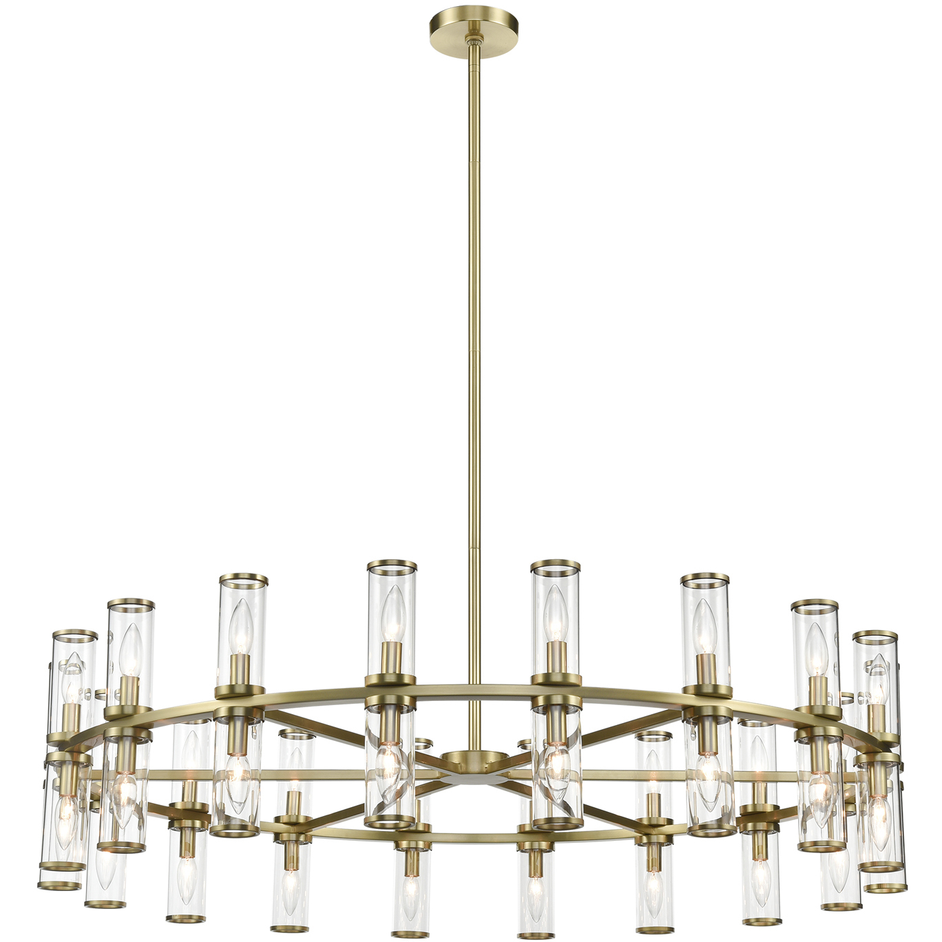 Revolve 36 Light 48.13 inch Clear Glass/Natural Brass Chandelier Ceiling Light