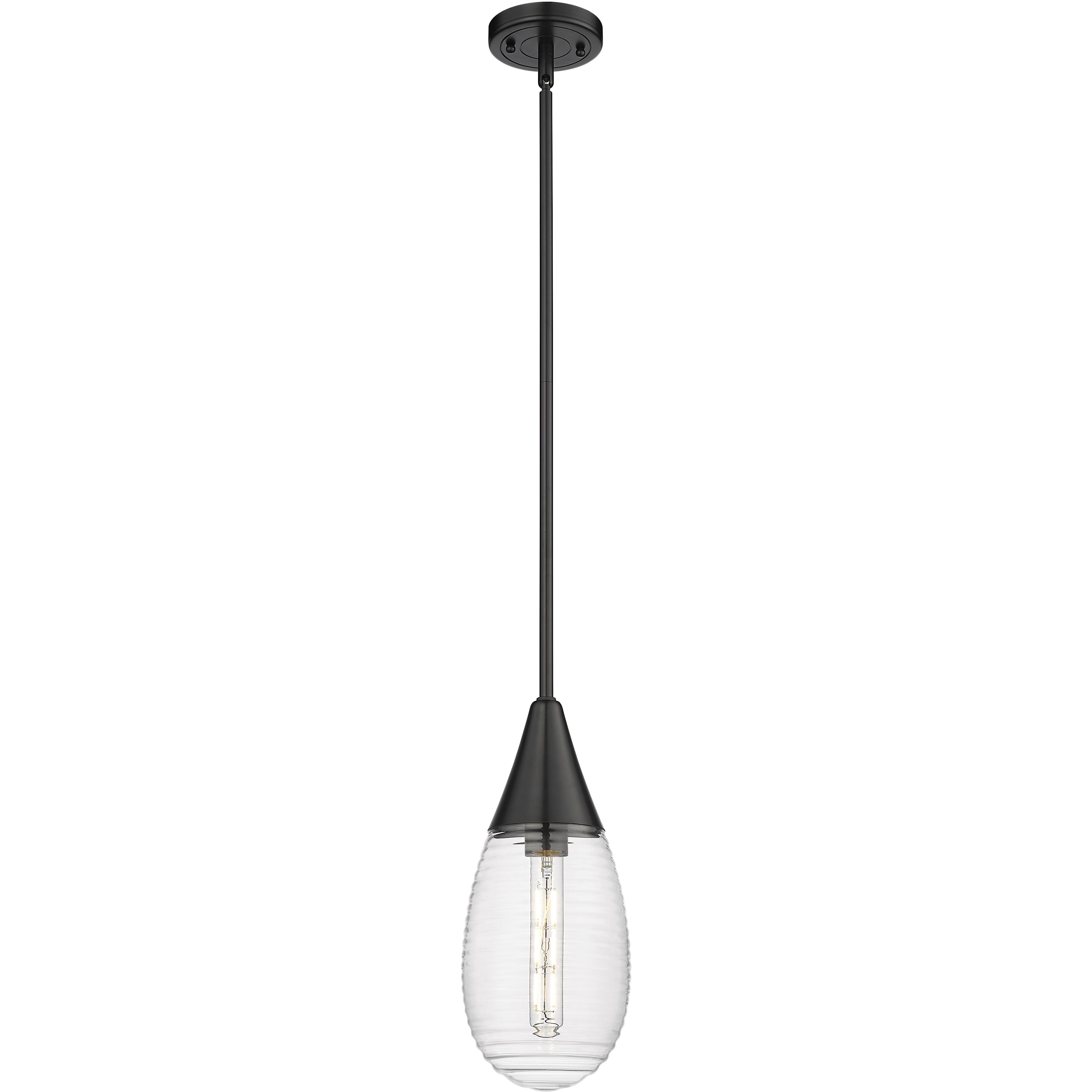 Malone 1 Light 6 inch Matte Black Pendant Ceiling Light in Striped Clear Glass