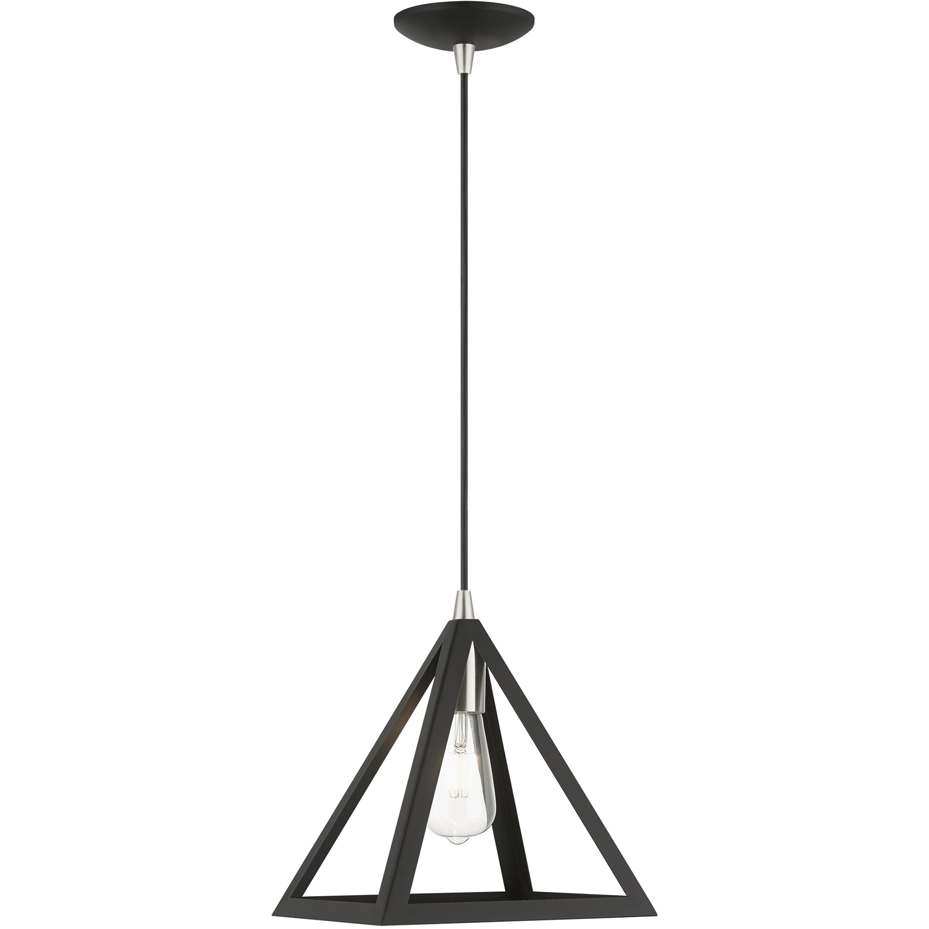 Pinnacle 1 Light 9.75 inch Black with Brushed Nickel Accents Pendant Ceiling Light