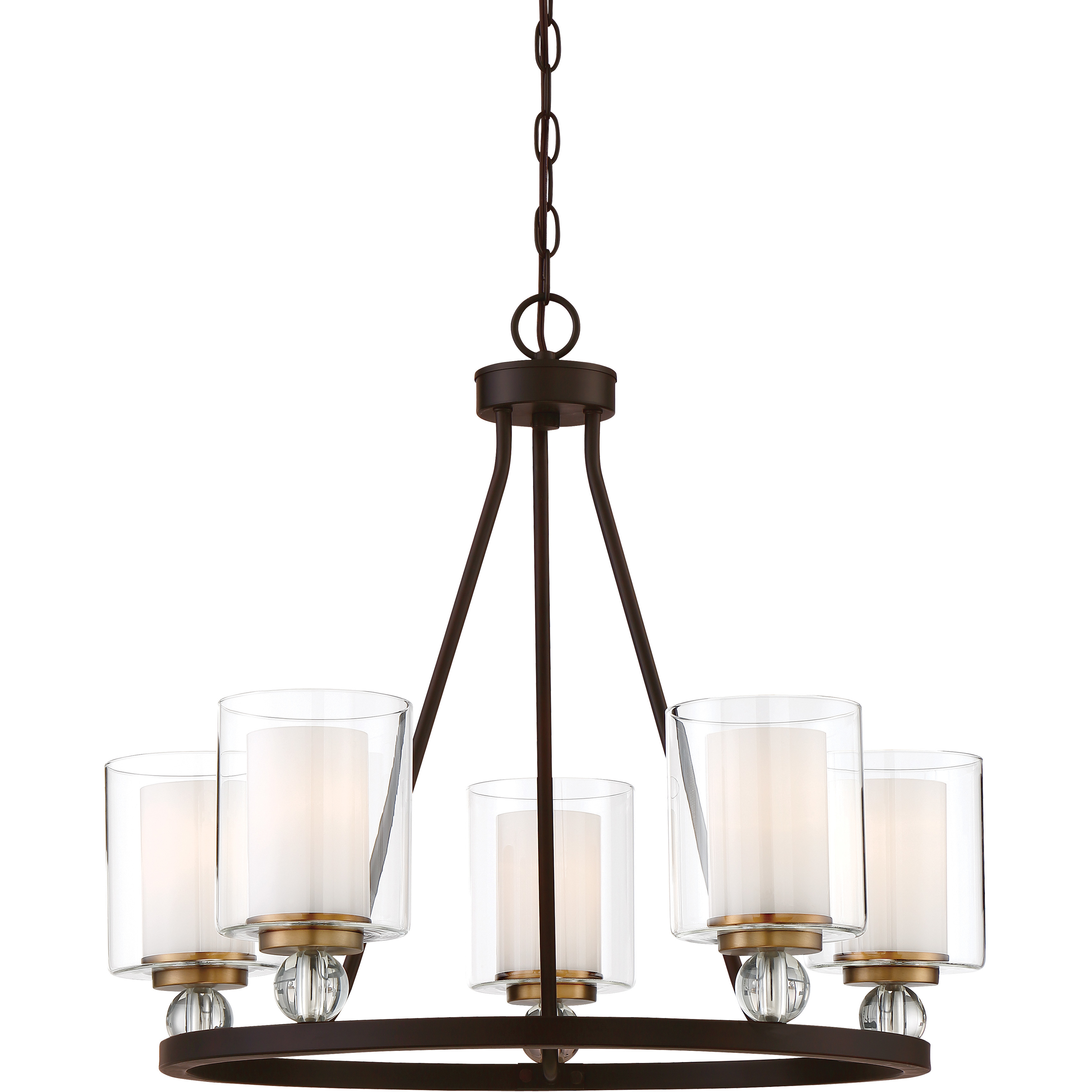Studio 5 5 Light 25.5 inch Painted Bronze/Natural Brush Chandelier Ceiling Light