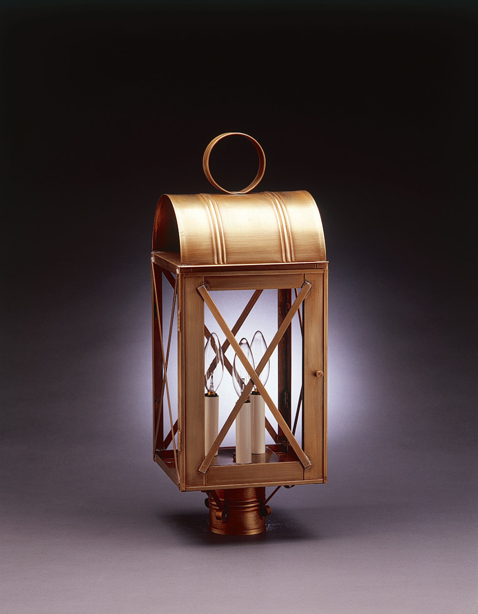 Adams 1 Light 22 inch Dark Antique Brass Post Lamp in Clear Seedy Glass, One 75W Medium with Chimney