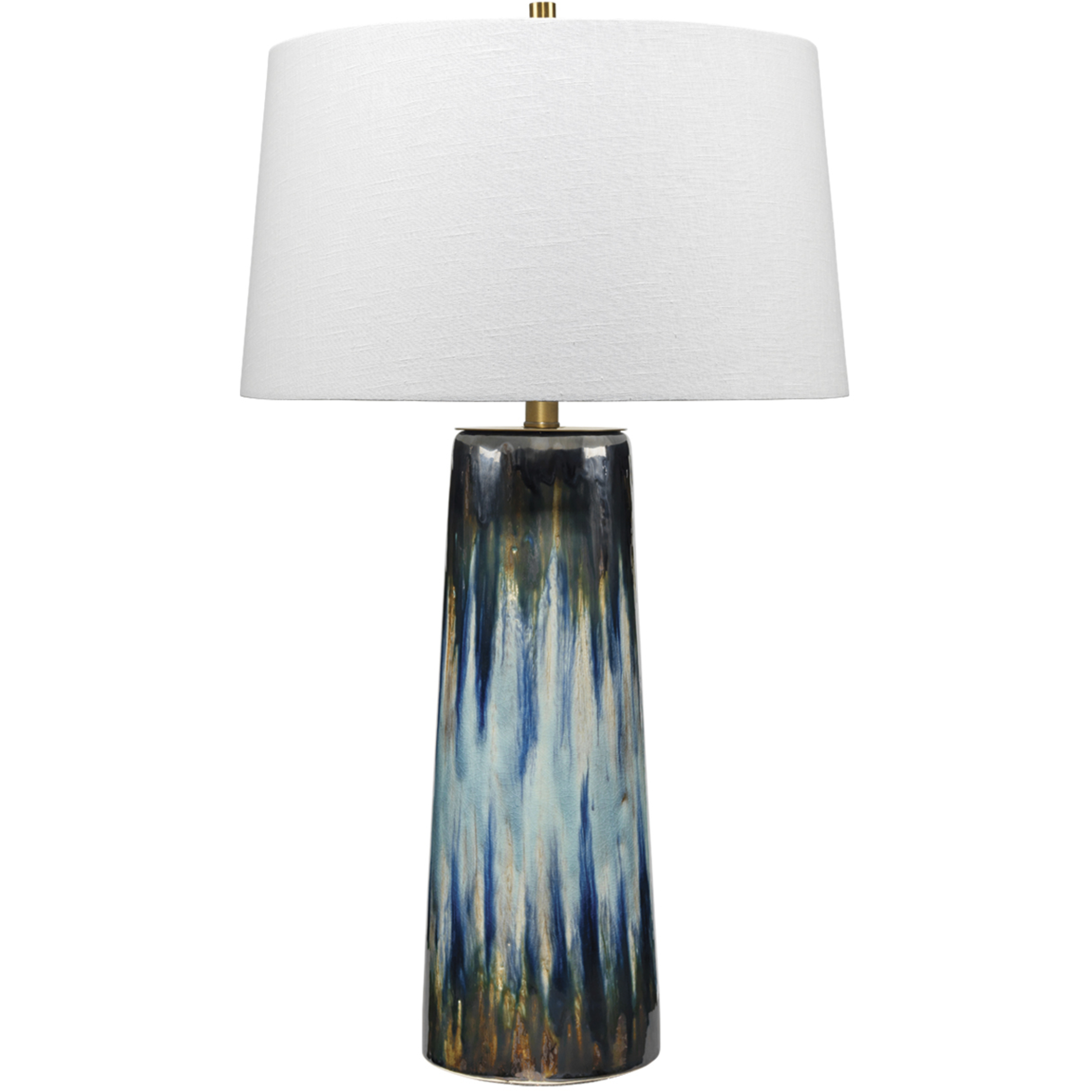Brushstroke 30.5 inch 100 watt Aqua / Dark Blue / Metallic Ombre Reactive Glaze Table Lamp Portable Light