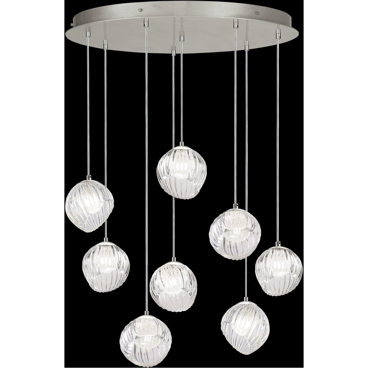 Nest Pendant Ceiling Light in Silver, White Studio Glass