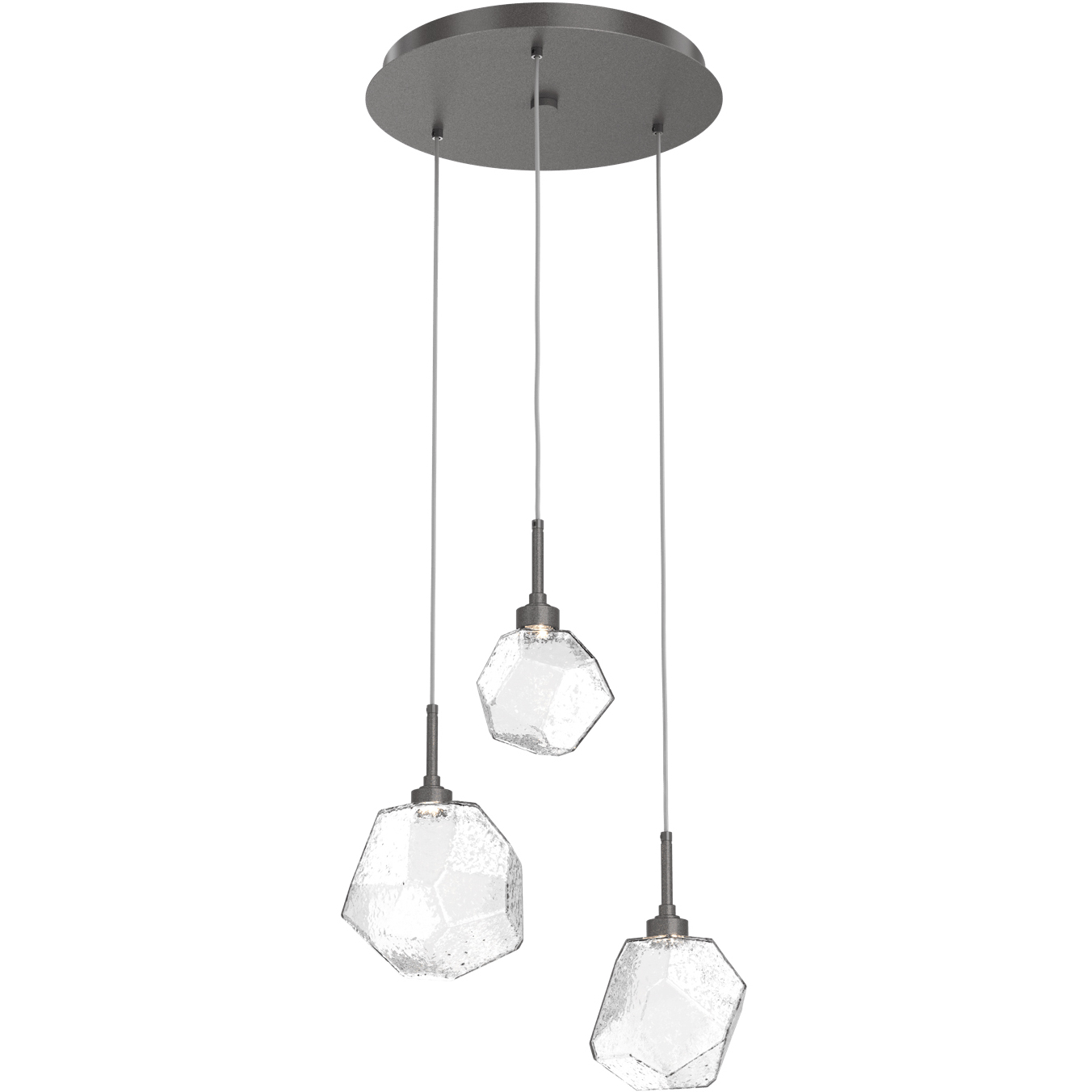 Gem LED 20.1 inch Graphite Chandelier Ceiling Light in Clear, 2700K LED, Round Multi-Port